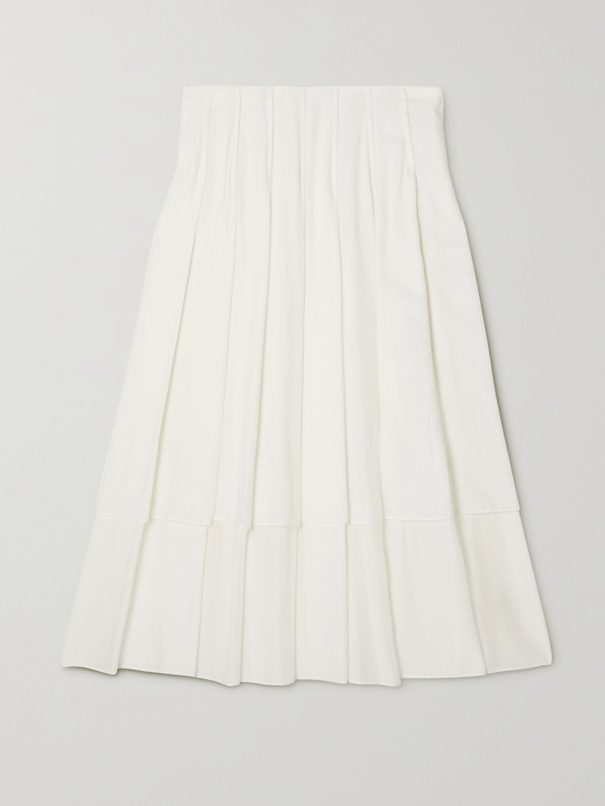 The Row Mirons Pleated Woven Midi Skirt In White