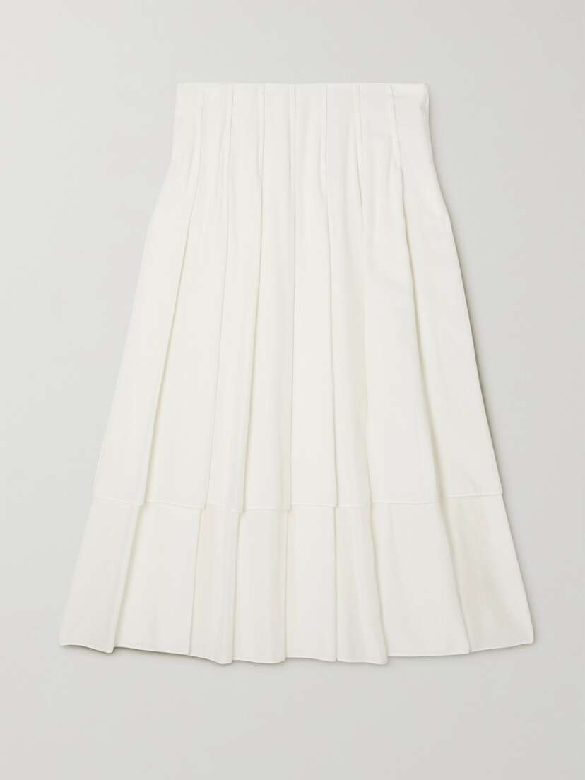 The Row Mirons Pleated Woven Midi Skirt