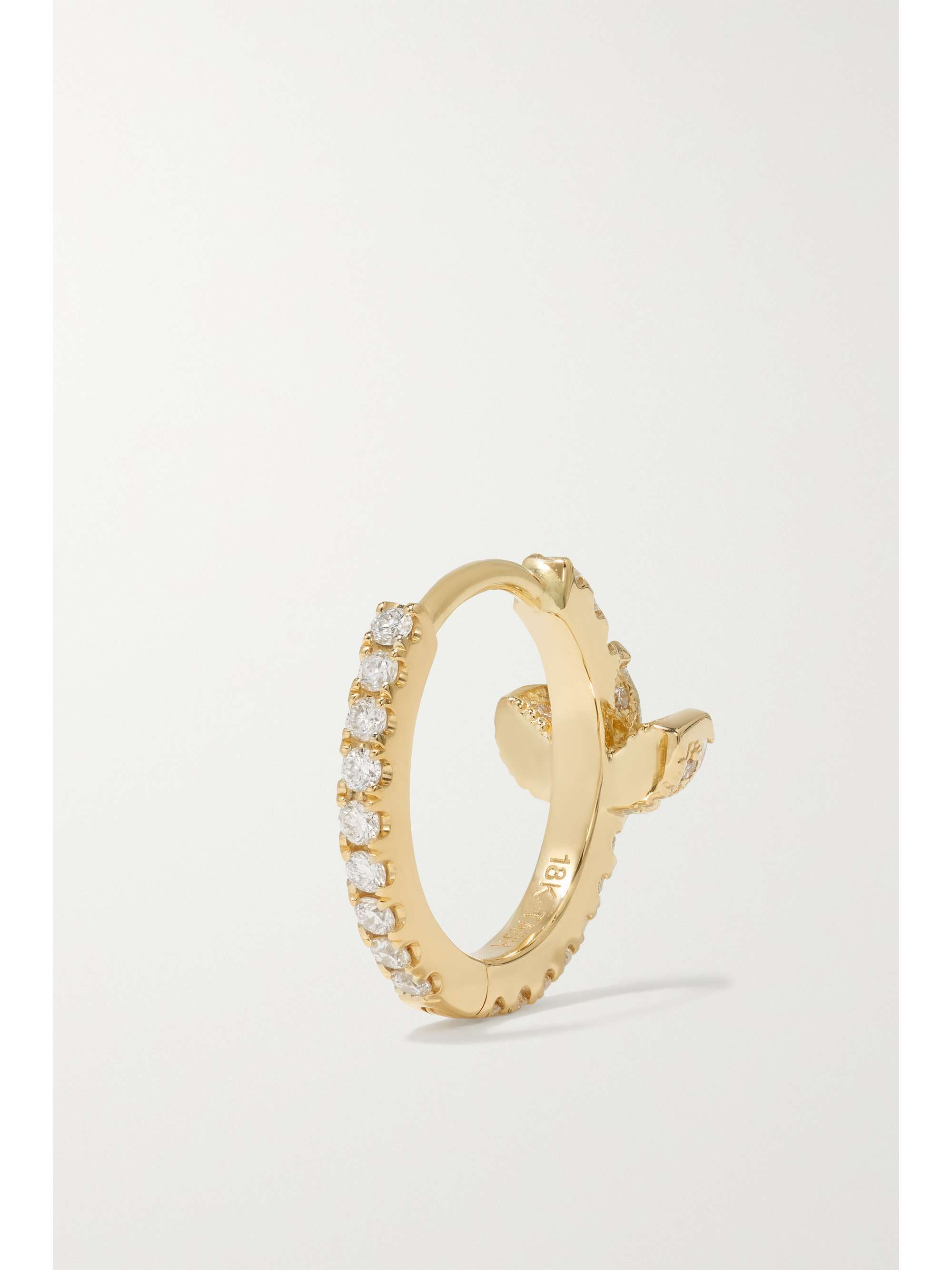 MARIA TASH Lotus 9.5mm 18-karat gold diamond single hoop earring