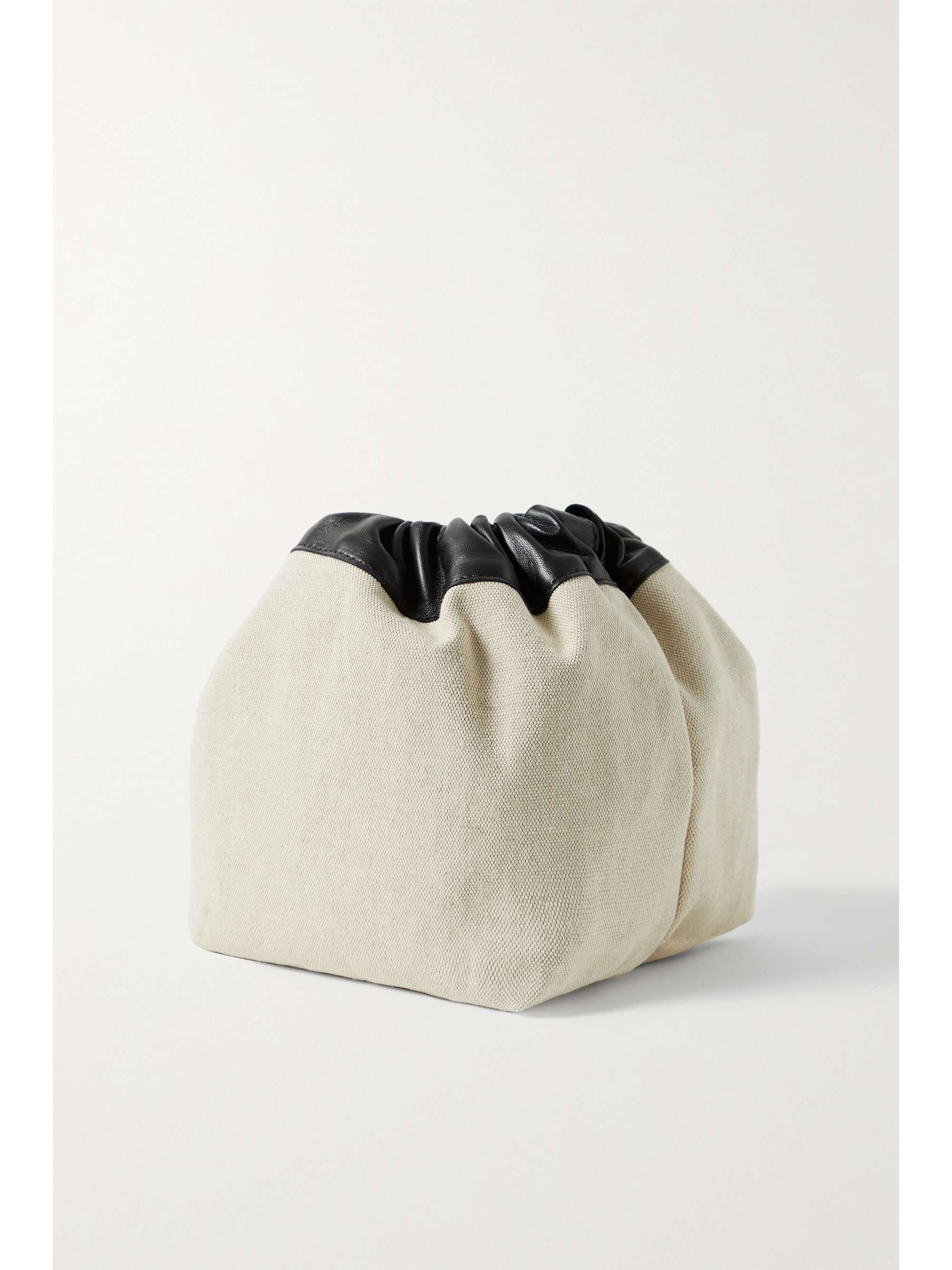 JIL SANDER Dumpling leather-trimmed cotton and linen-blend canvas shoulder bag