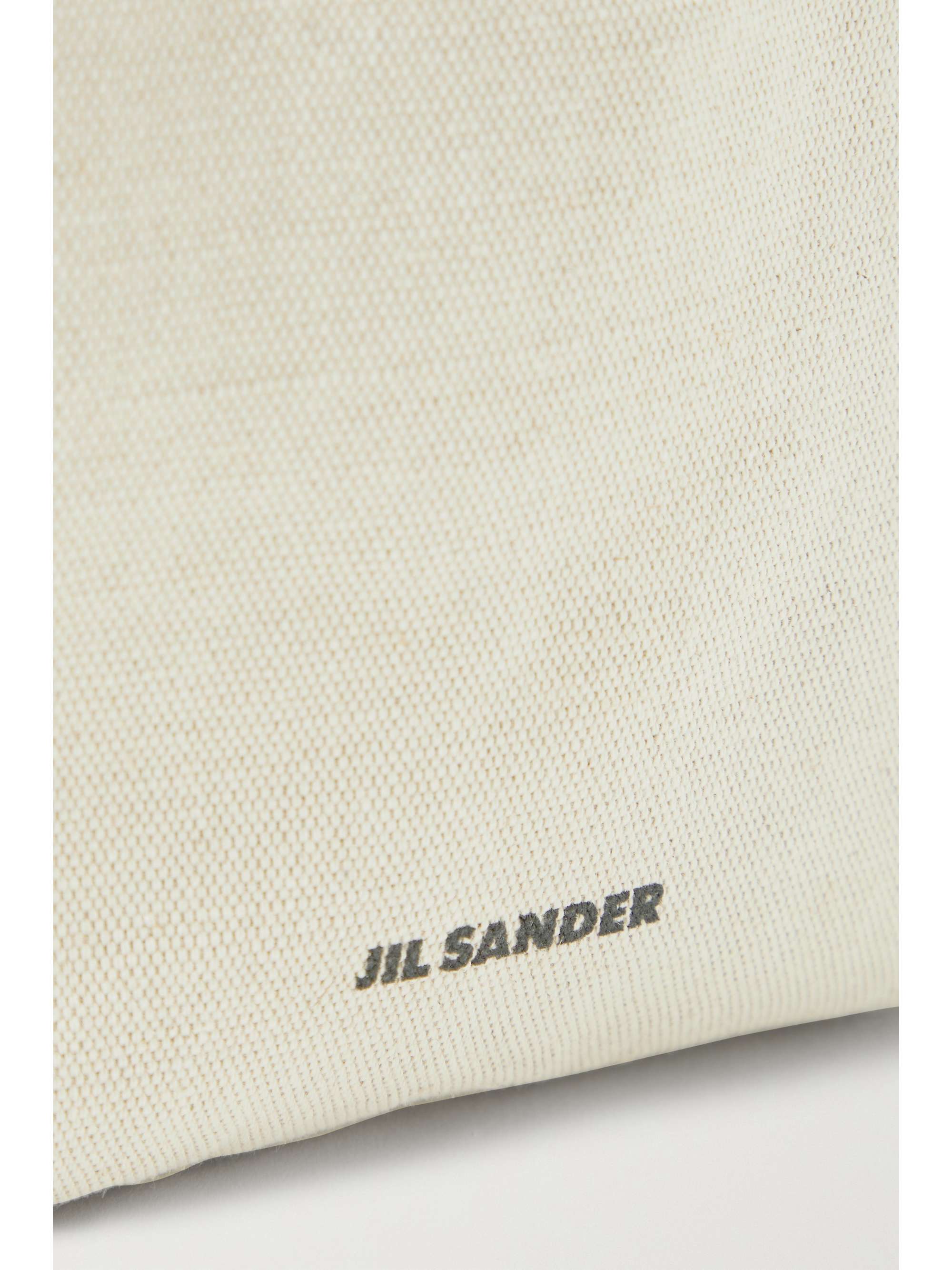 JIL SANDER Dumpling leather-trimmed cotton and linen-blend canvas shoulder bag