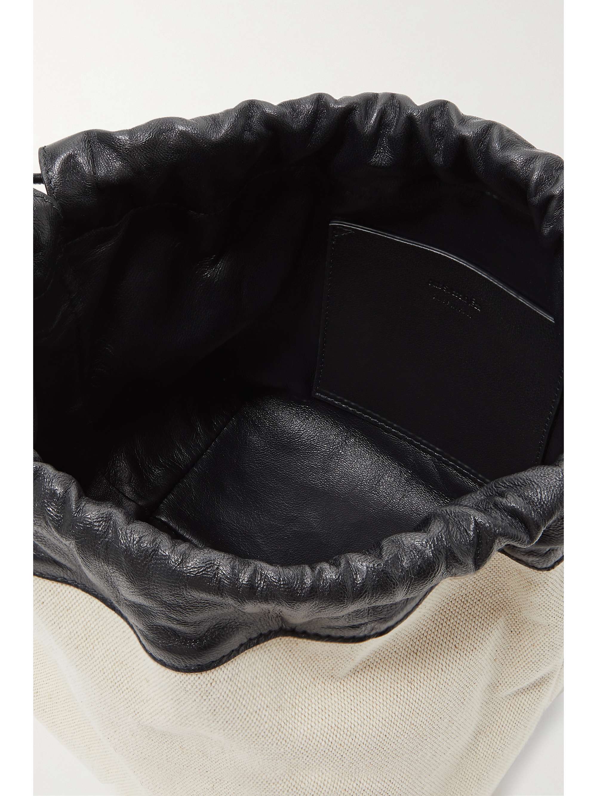 JIL SANDER Dumpling leather-trimmed cotton and linen-blend canvas shoulder bag