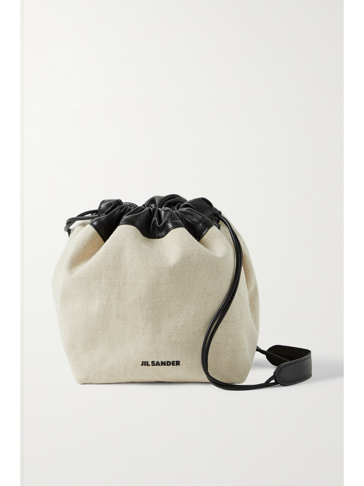 Jil Sander - Dumpling Leather-trimmed Cotton And Linen-blend Canvas Shoulder Bag - White