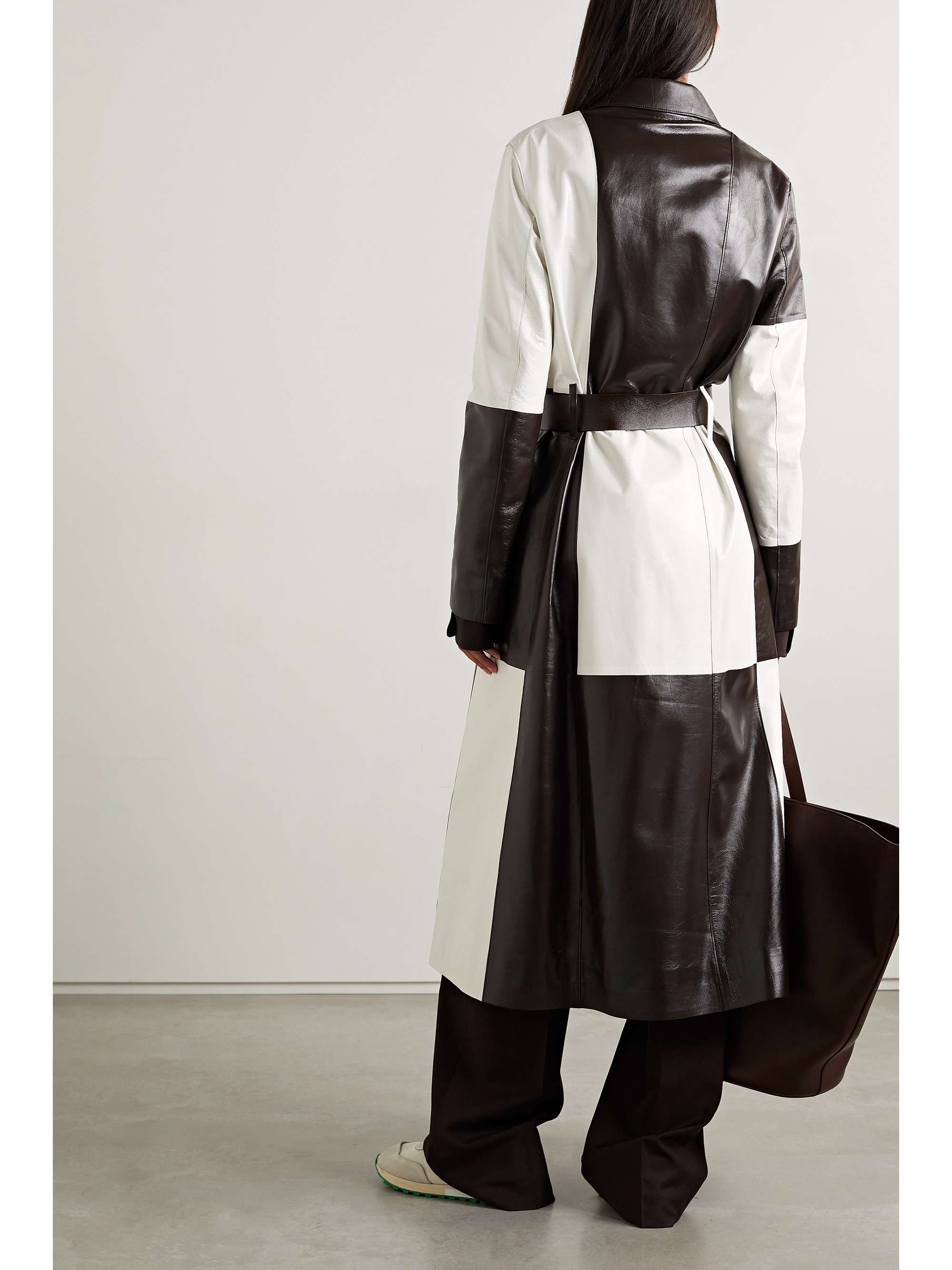THE ROW Traviesa belted color-block leather trench coat
