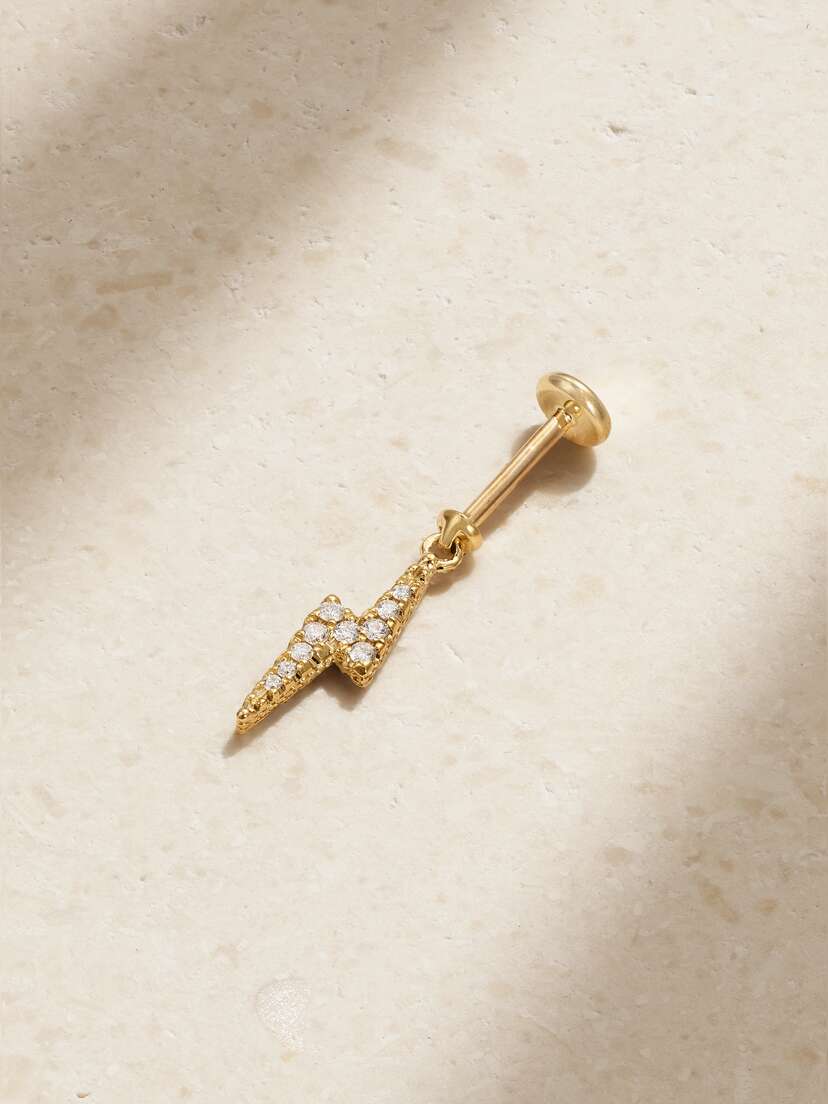 MARIA TASH Lightning Bolt 18-karat Gold, Sapphire And Diamond Single Earring