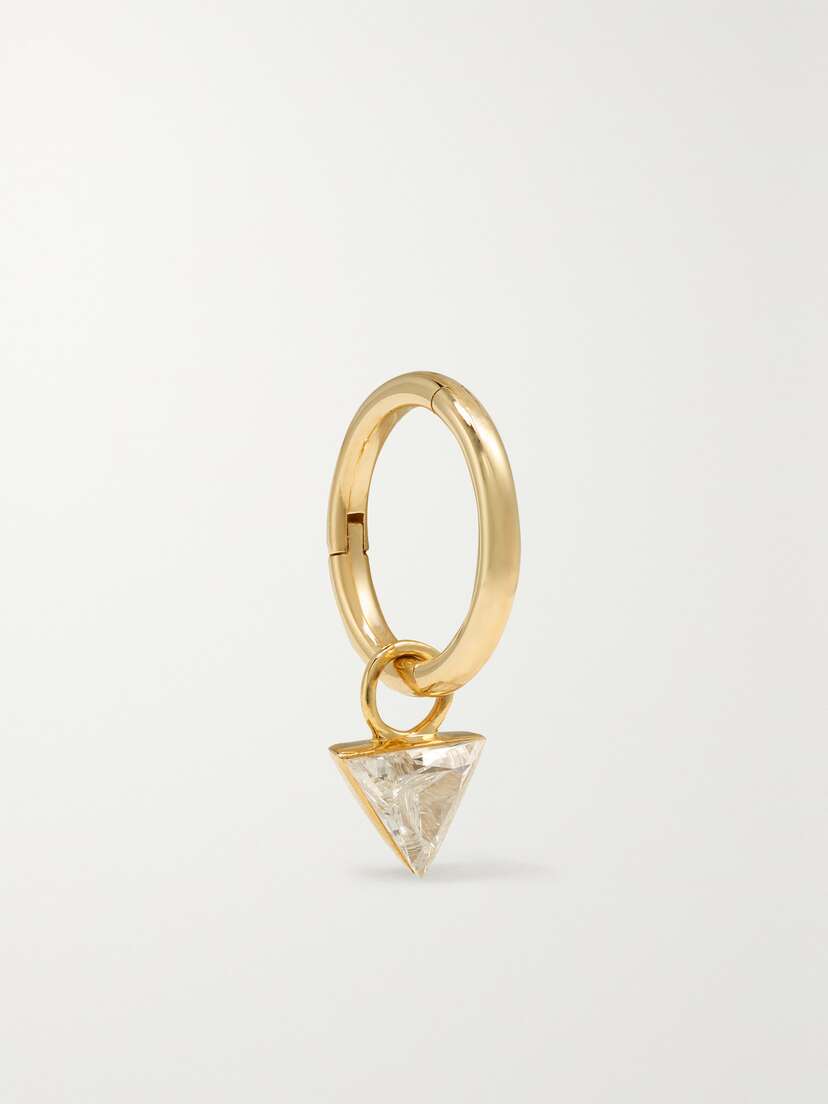 MARIA TASH 6mm 14-karat Gold Diamond Single Hoop Earring