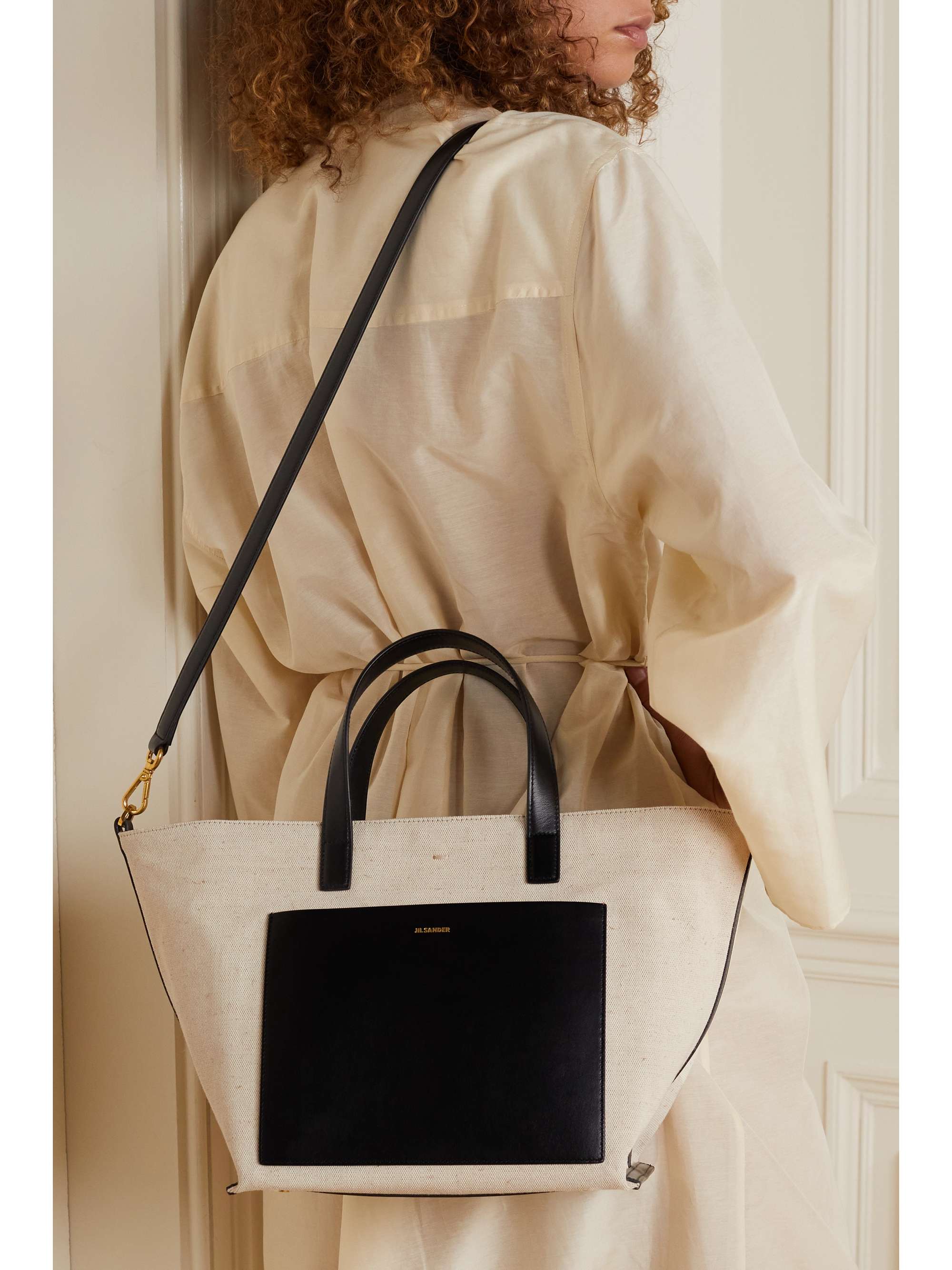 JIL SANDER Wander small leather-trimmed canvas tote