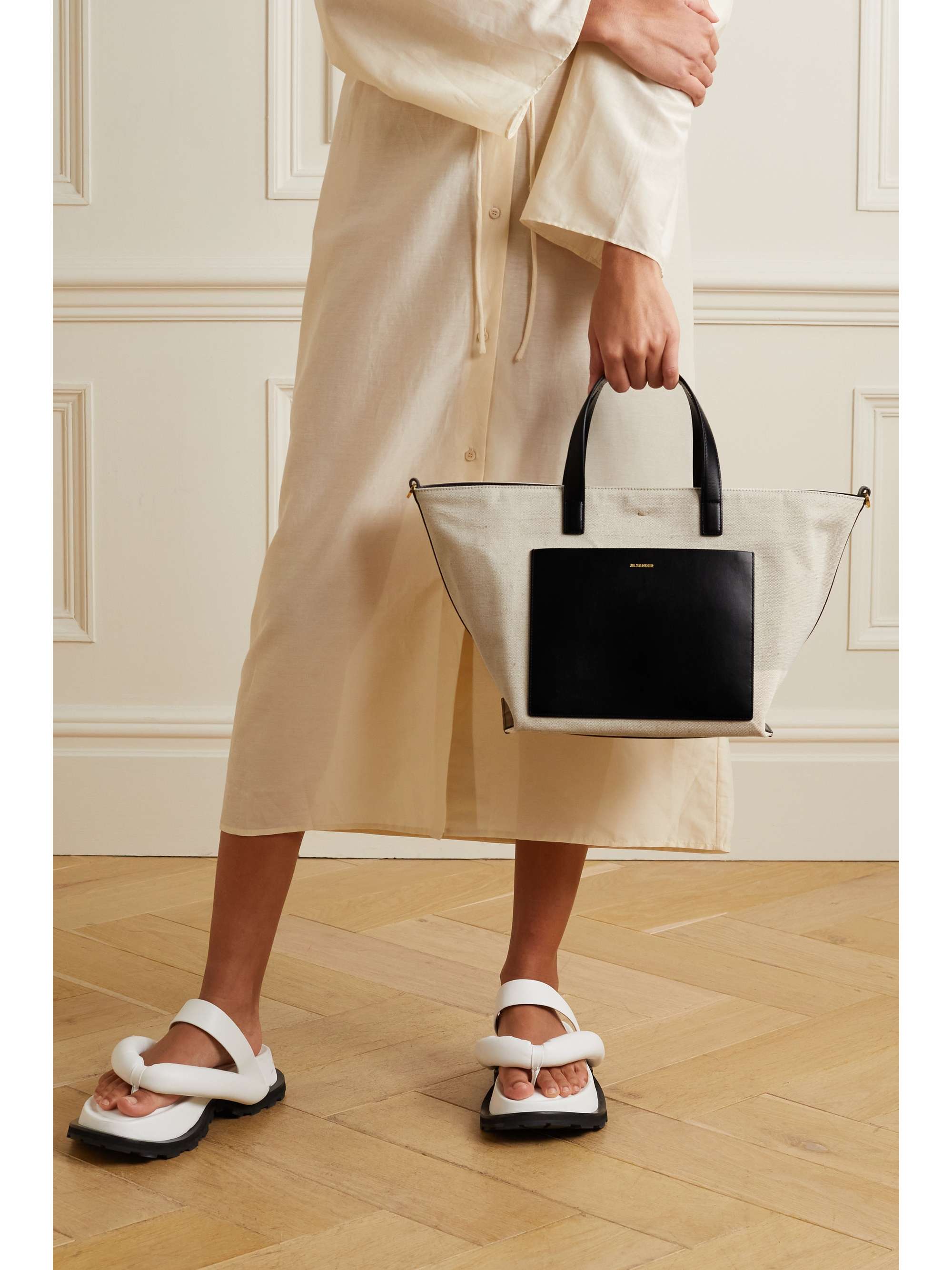 JIL SANDER Wander small leather-trimmed canvas tote