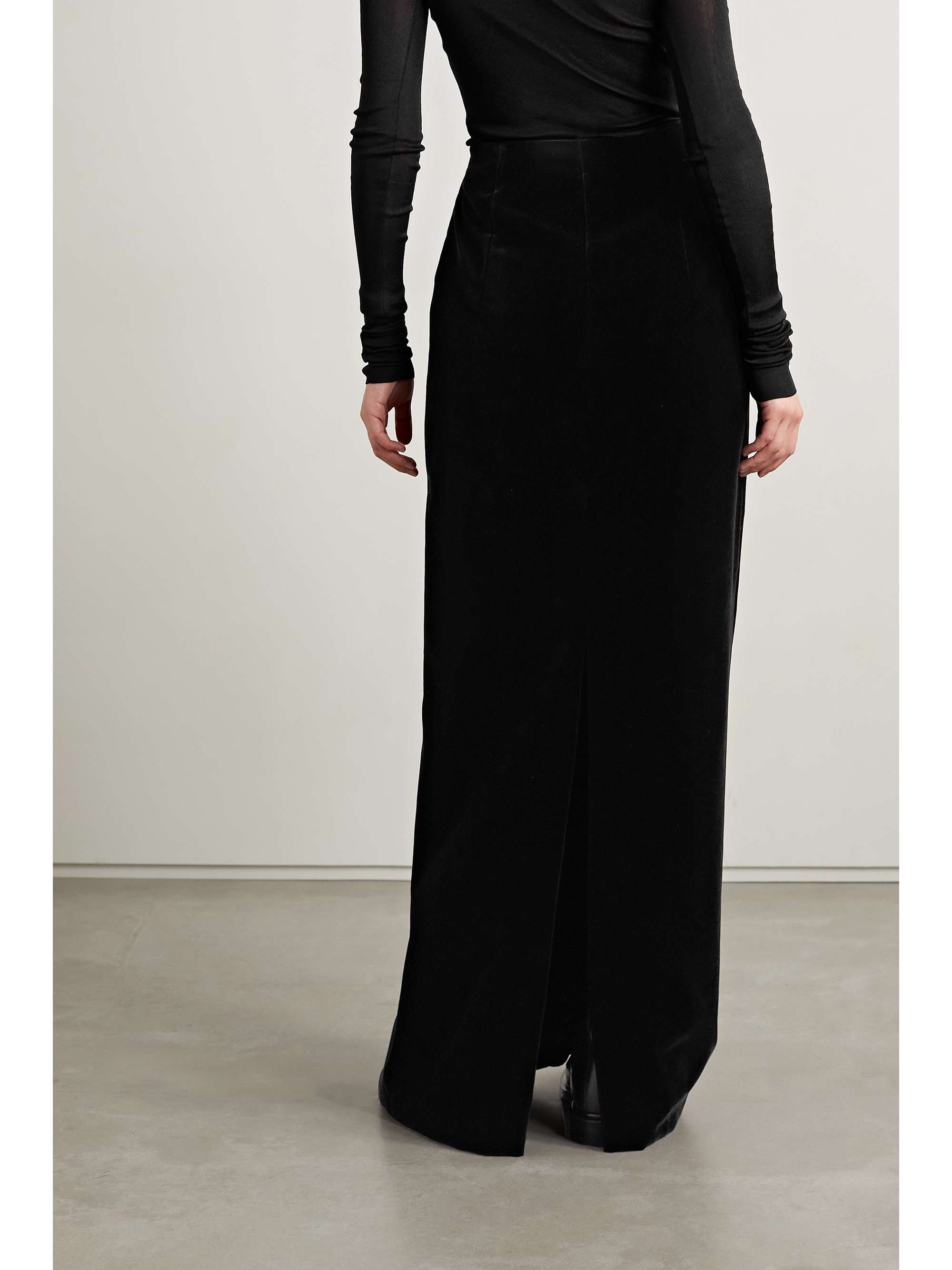 THE ROW Azelia gathered cotton and silk-blend velvet maxi skirt