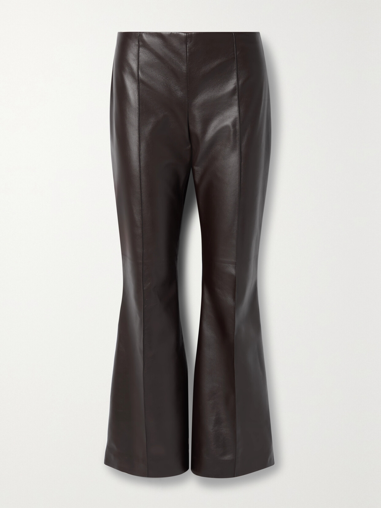 The Row Beck Leather Flared Pants In Brown