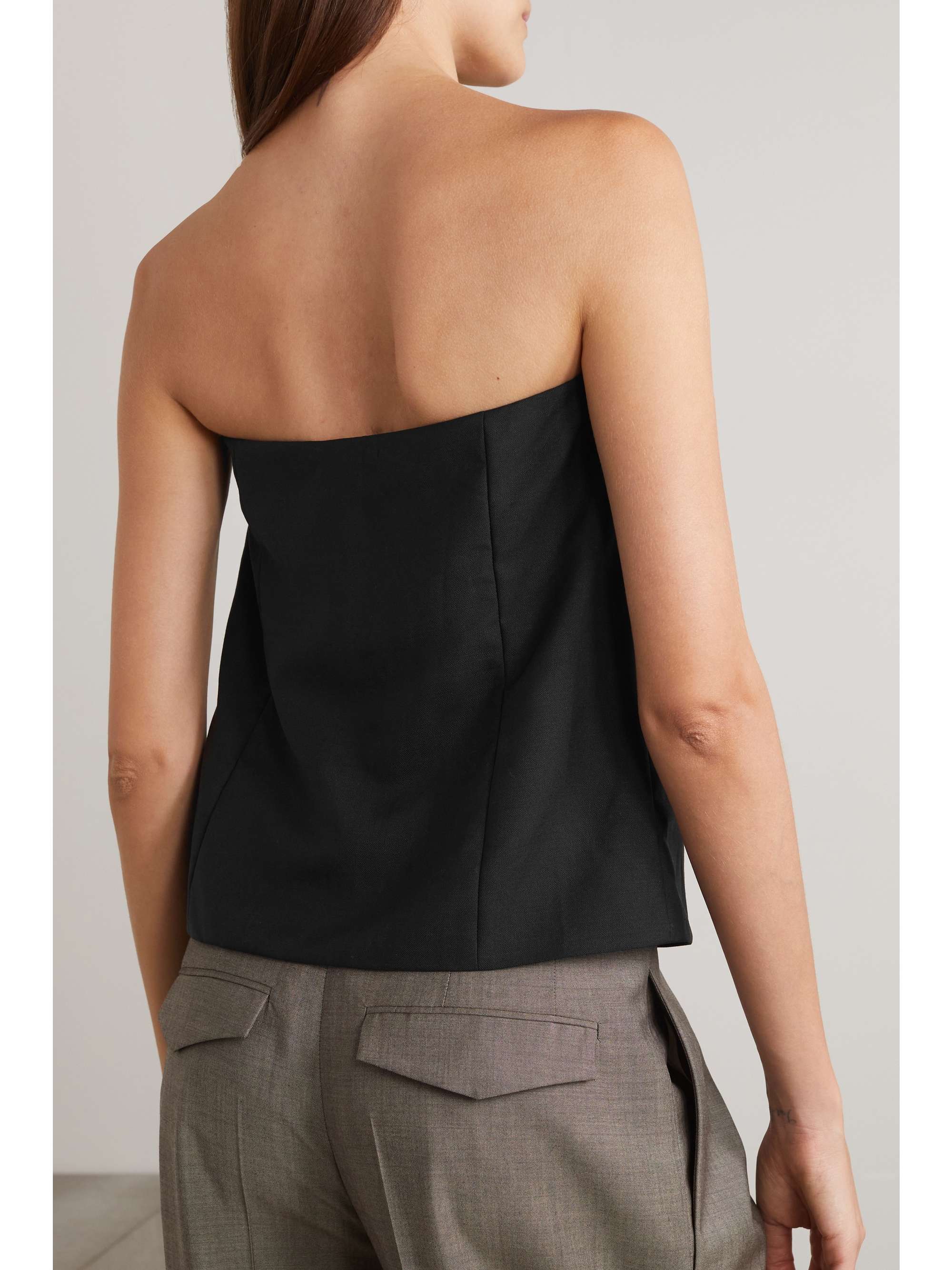THE ROW Melini strapless wool and mohair-blend twill top