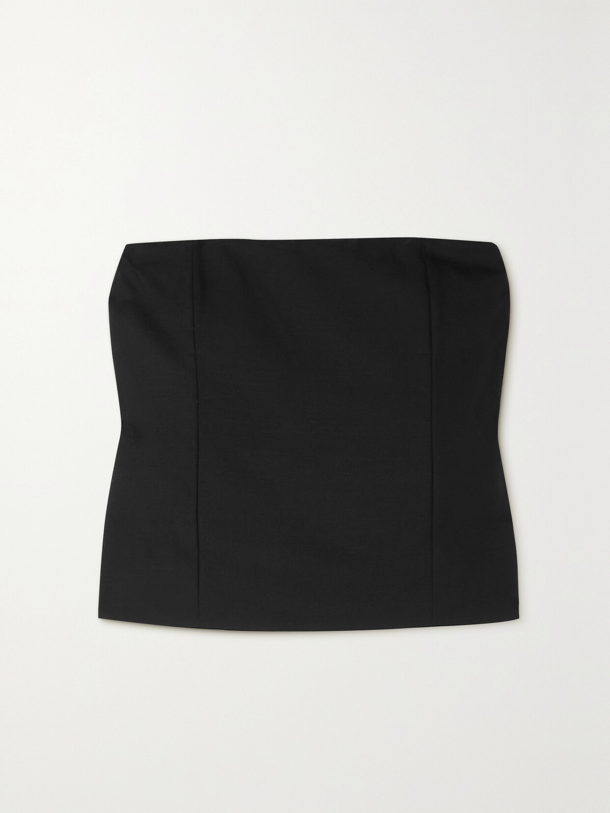 The Row Melini Strapless Wool And Mohair-blend Twill Top In Black