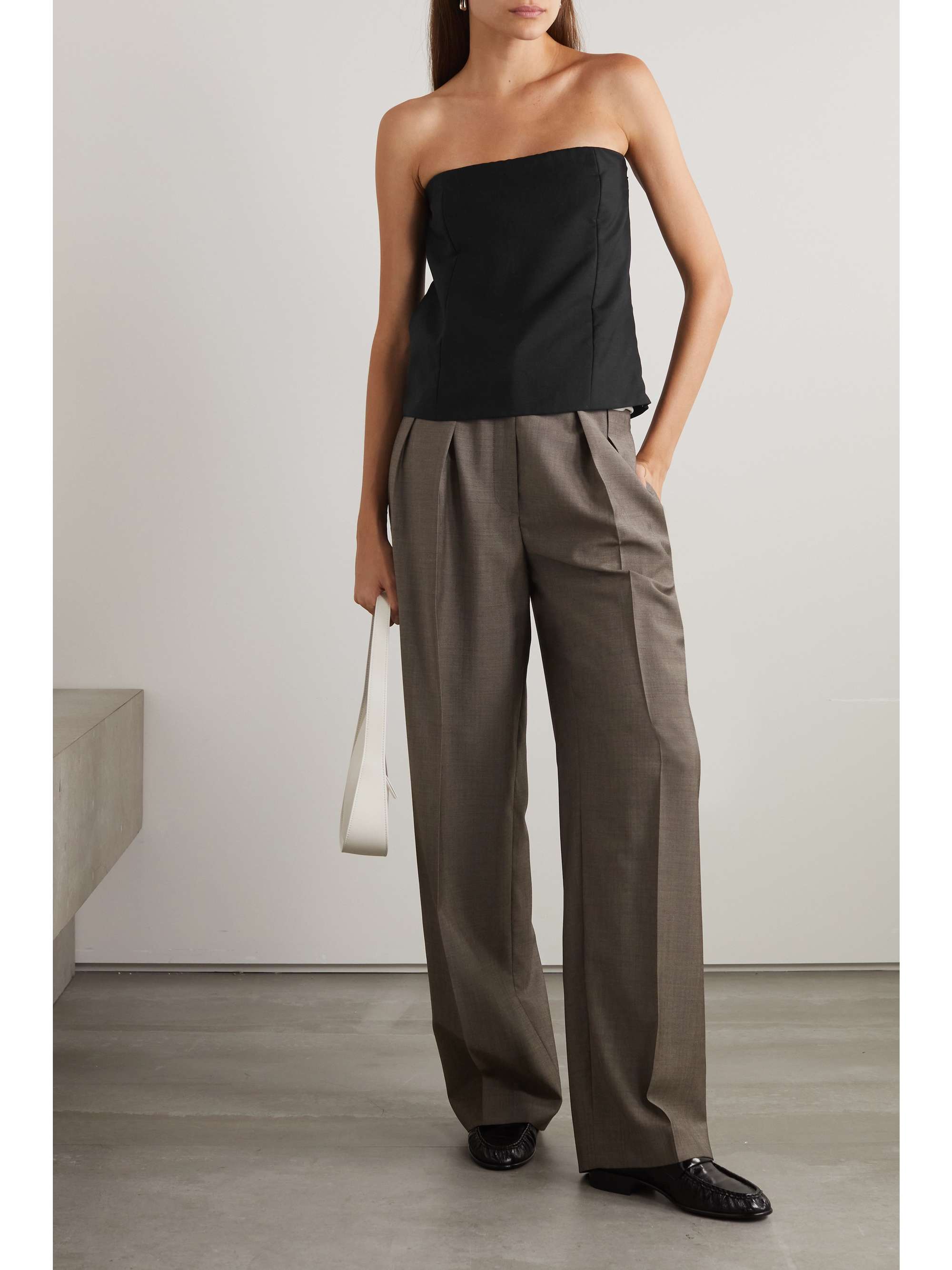 THE ROW Melini strapless wool and mohair-blend twill top
