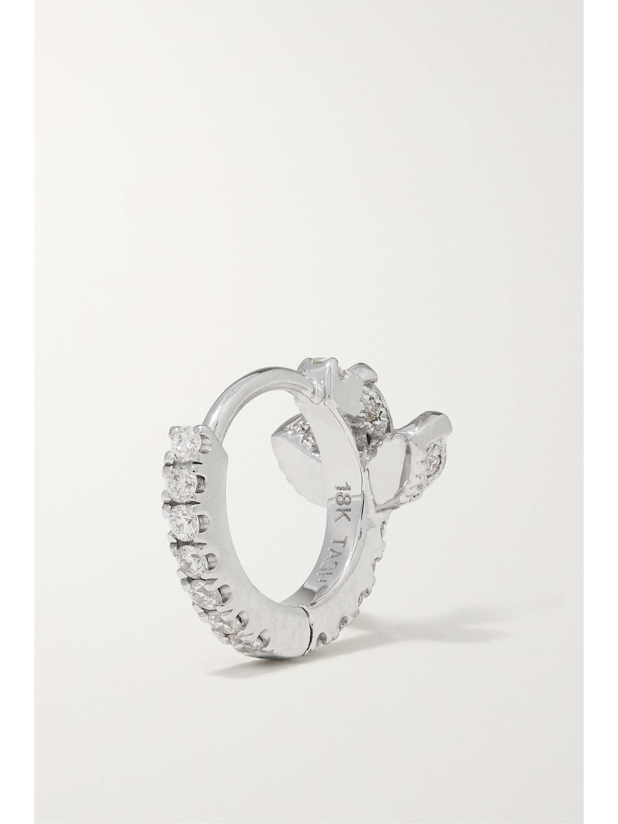 MARIA TASH Lotus 6.5mm 18-karat white gold diamond single hoop earring