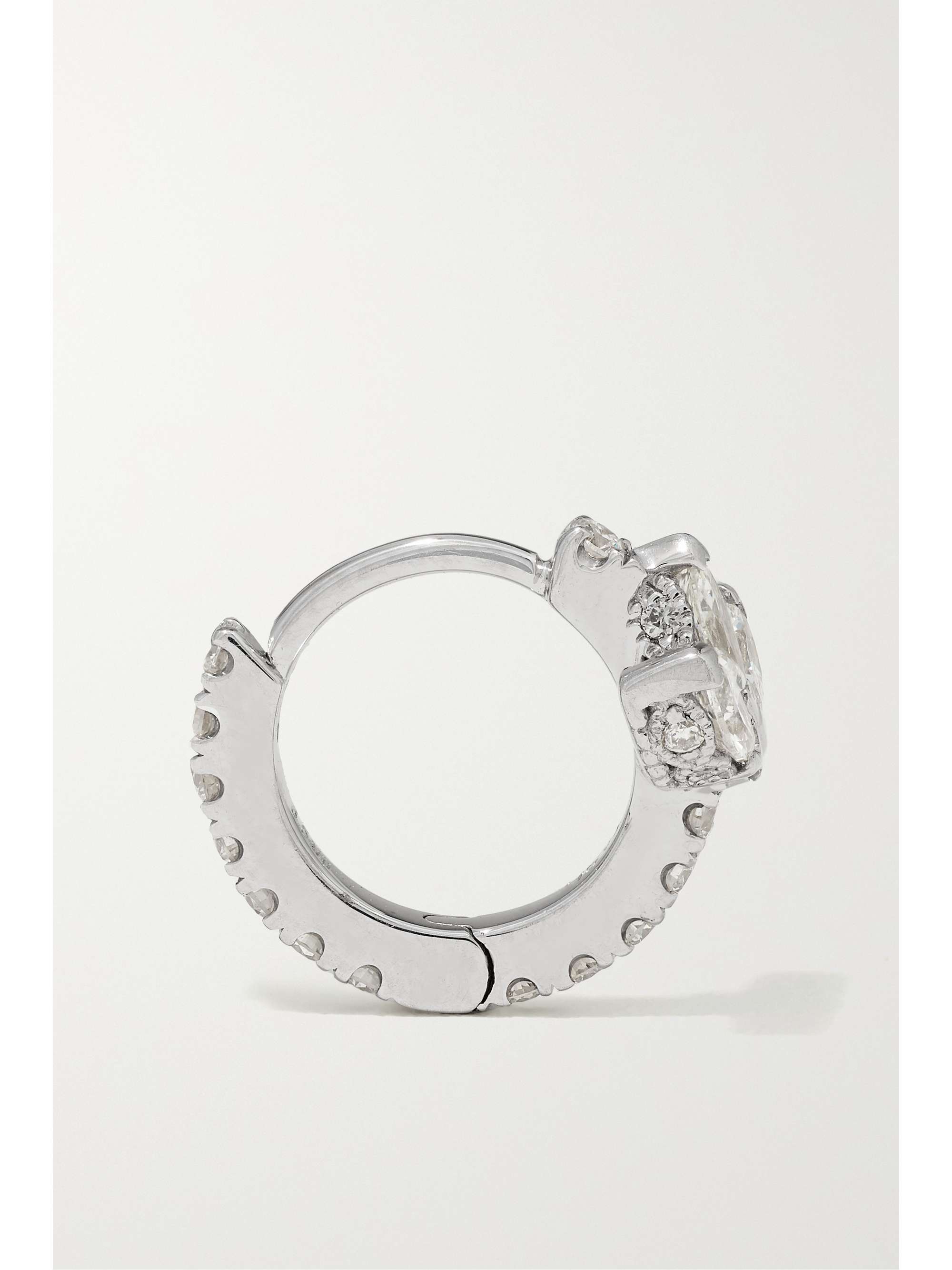 MARIA TASH Lotus 6.5mm 18-karat white gold diamond single hoop earring