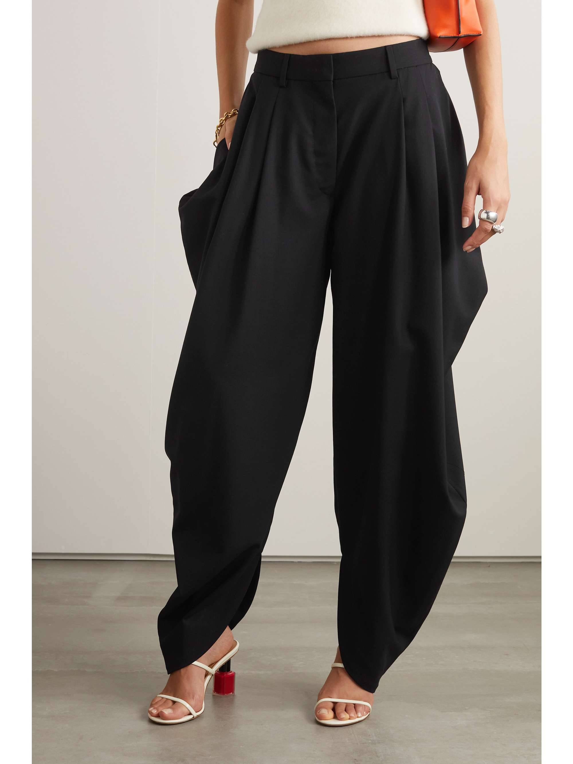 LOEWE Asymmetric grain de poudre wool tapered pants