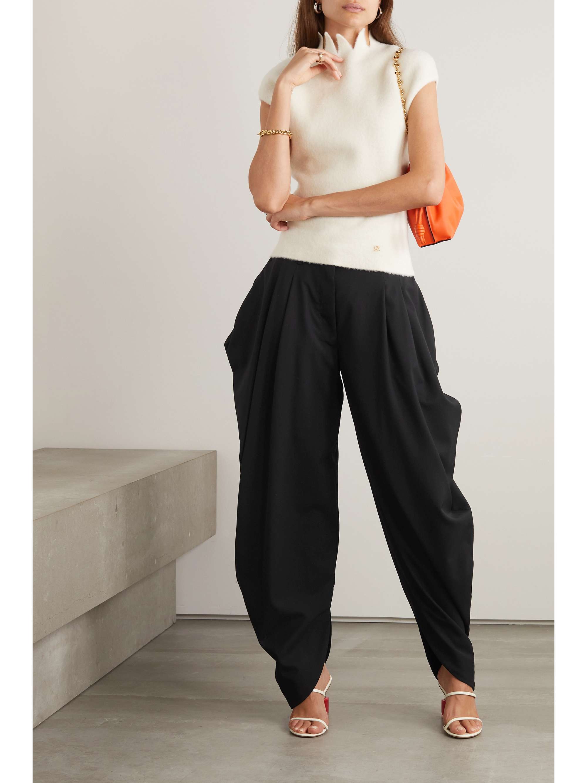 LOEWE Asymmetric grain de poudre wool tapered pants