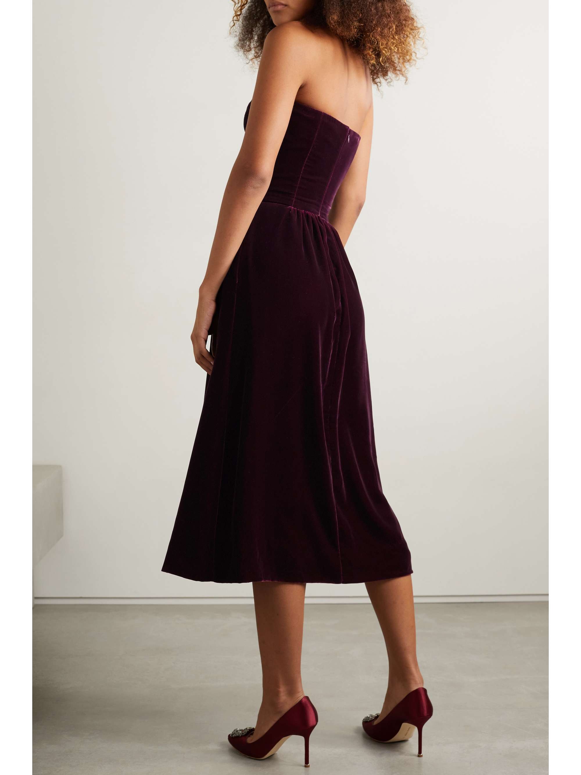 RALPH LAUREN COLLECTION Jair strapless velvet midi dress