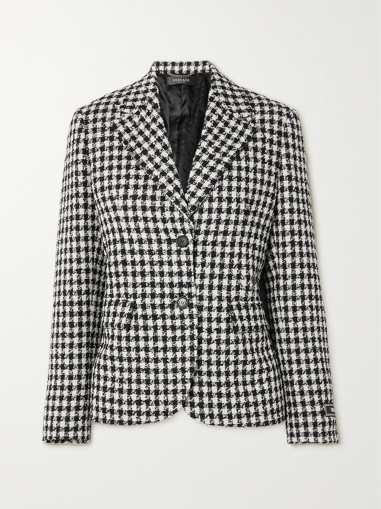 Versace Checked Wool-blend Tweed Blazer