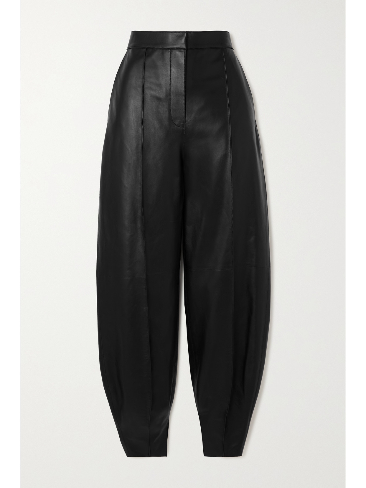 Loewe Balloon Pleated Leather Tapered Pants In Black