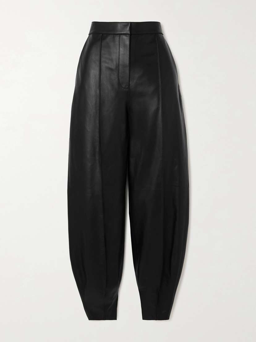 Loewe Balloon Pleated Leather Tapered Pants