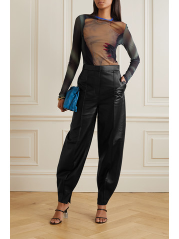 Loewe Balloon pleated leather tapered pants