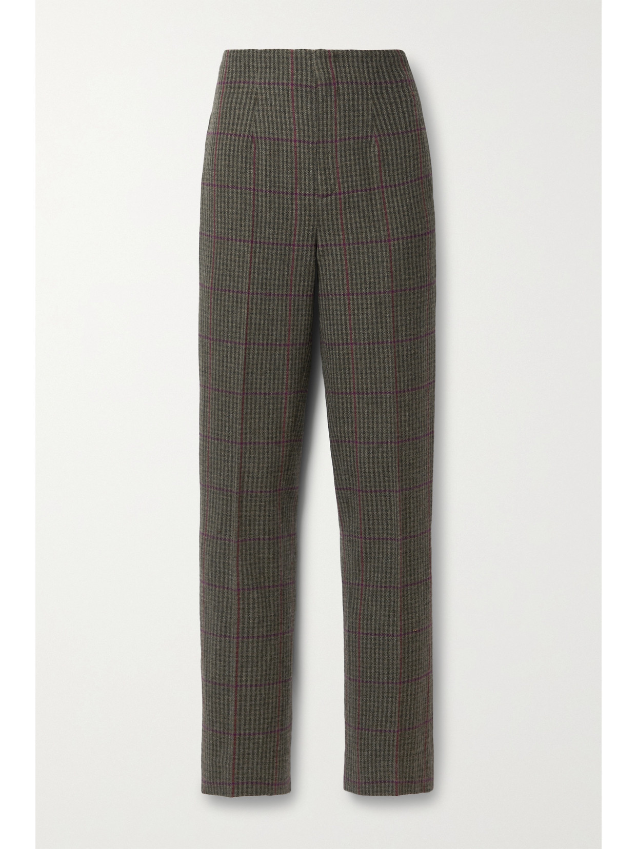 Polo Ralph Lauren Alisanne Checked Wool And Cashmere-blend Slim-leg Pants In Green