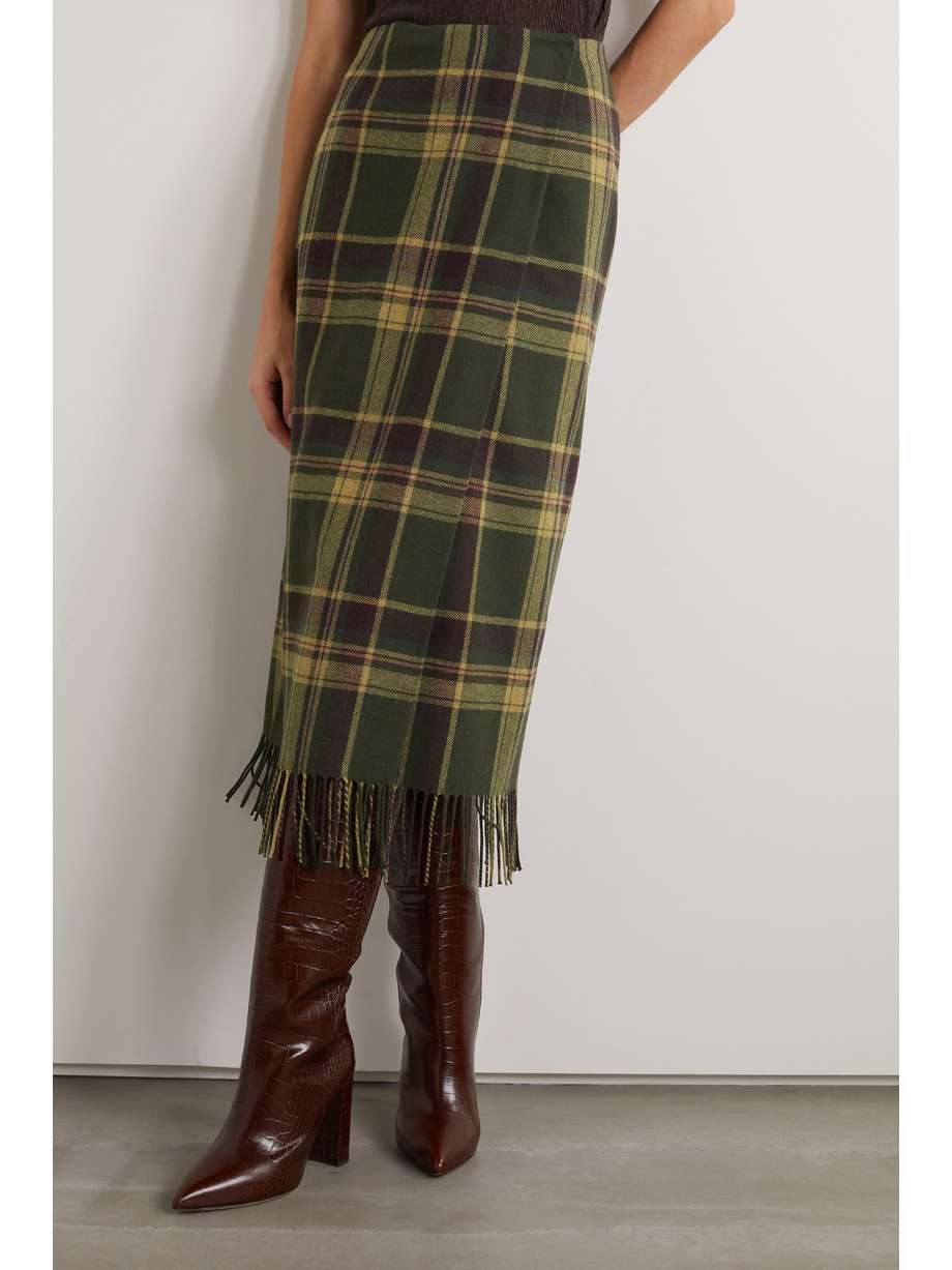 RALPH LAUREN COLLECTION Aden checked woolfelt midi wrap skirt NETA