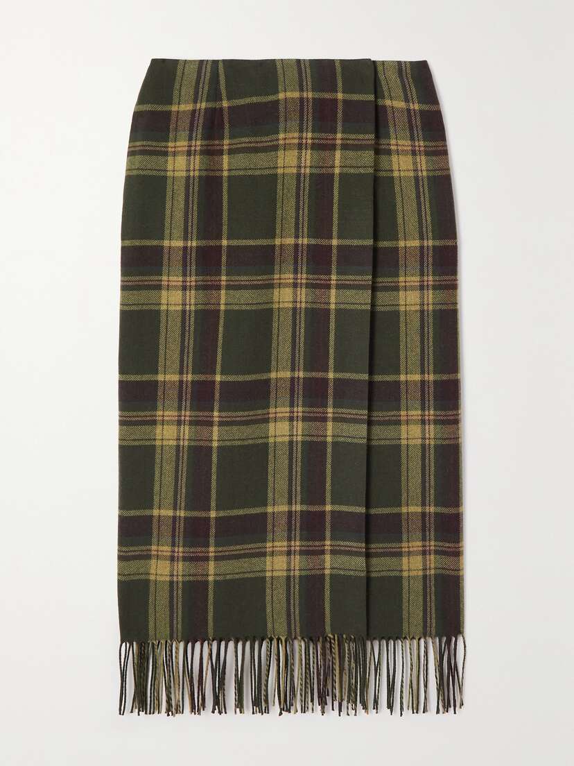 Ralph Lauren Collection Aden Checked Wool-felt Midi Wrap Skirt