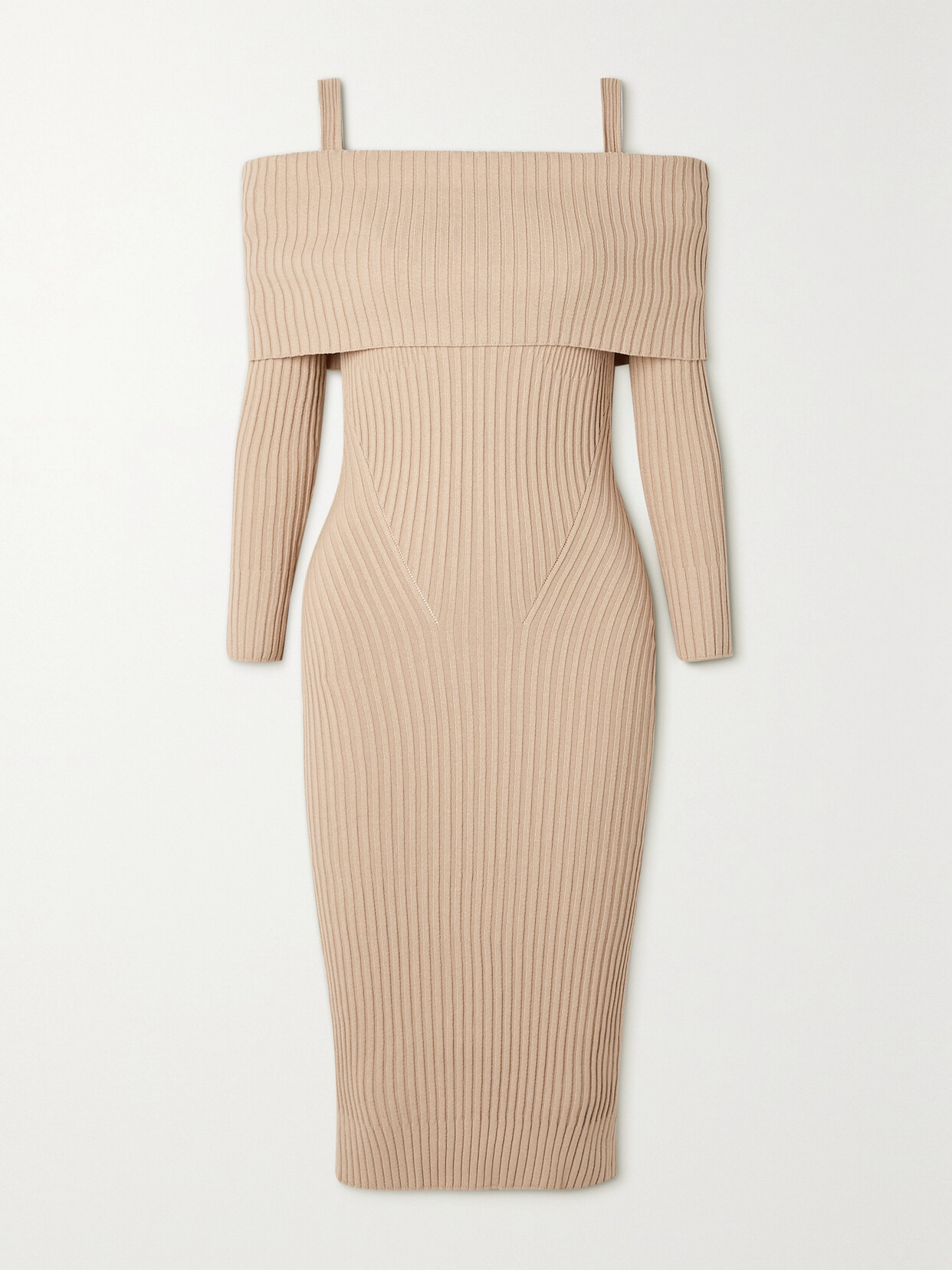 ANDREADAMO - Cut-out Ribbed-knit Midi Dress - Neutrals