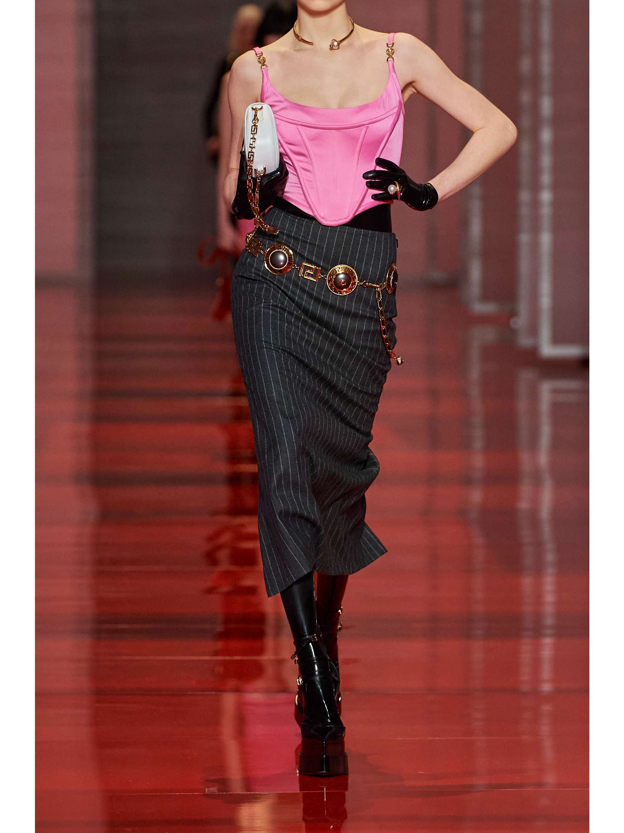 VERSACE Cropped embellished satin bustier top
