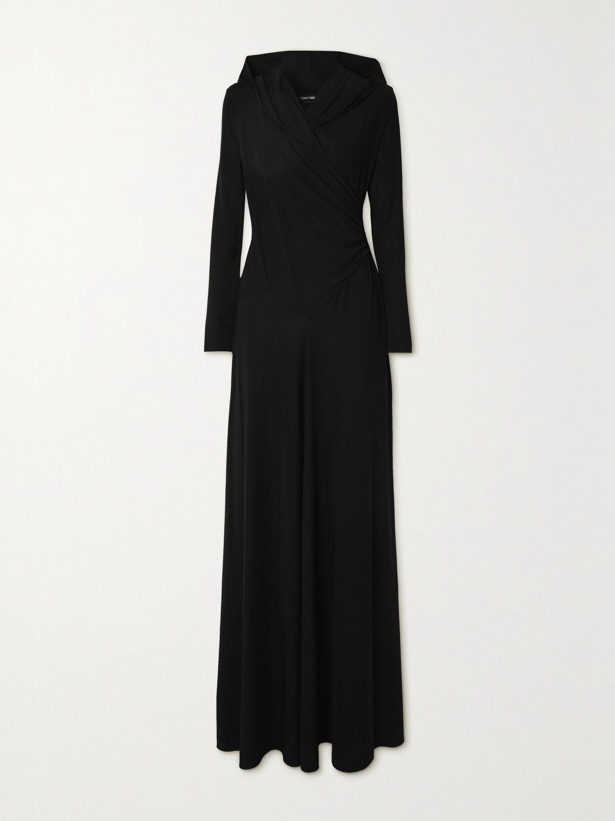 Wrap-effect Draped Jersey Hooded Maxi Dress