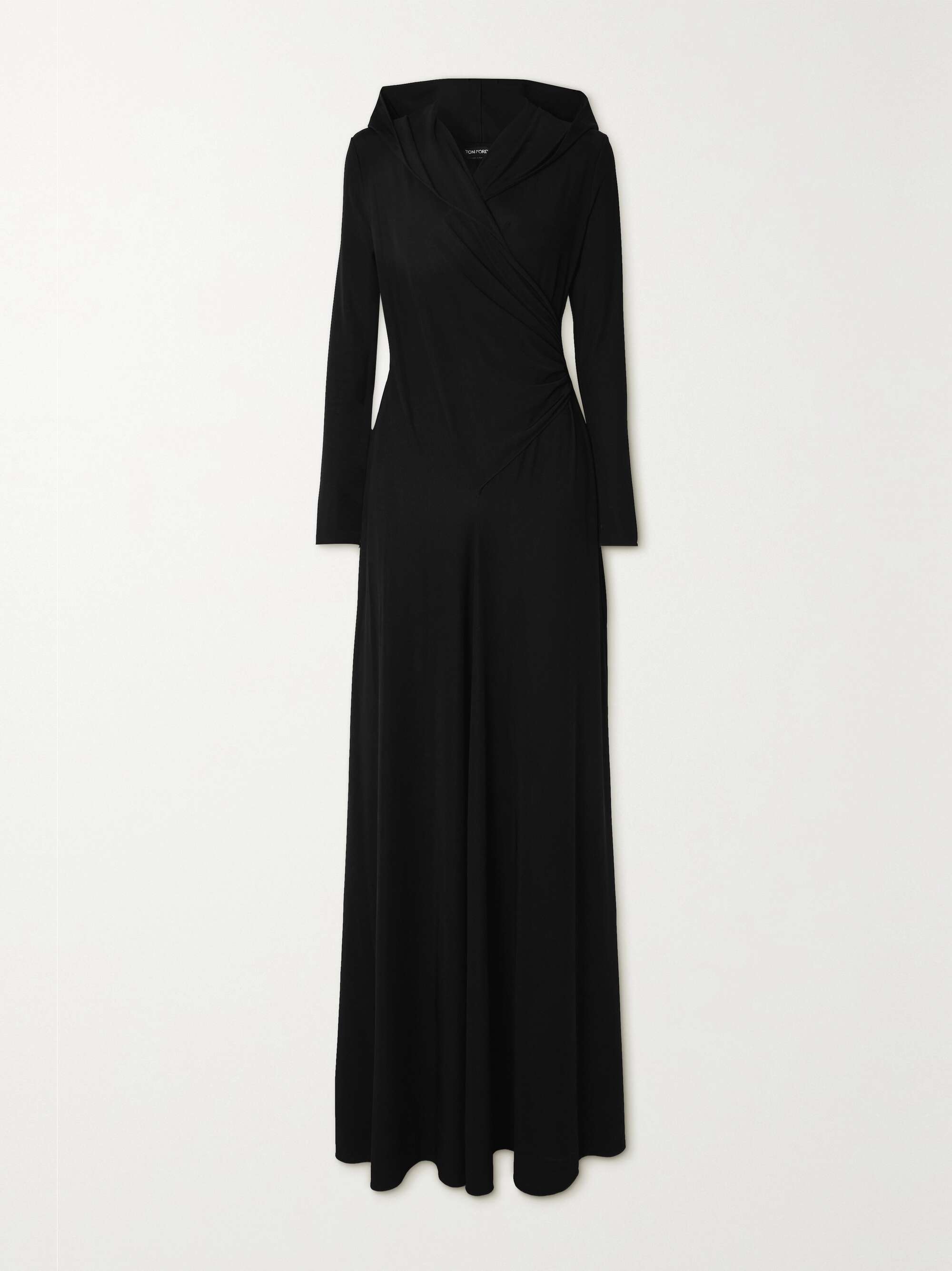 black hooded maxi dress