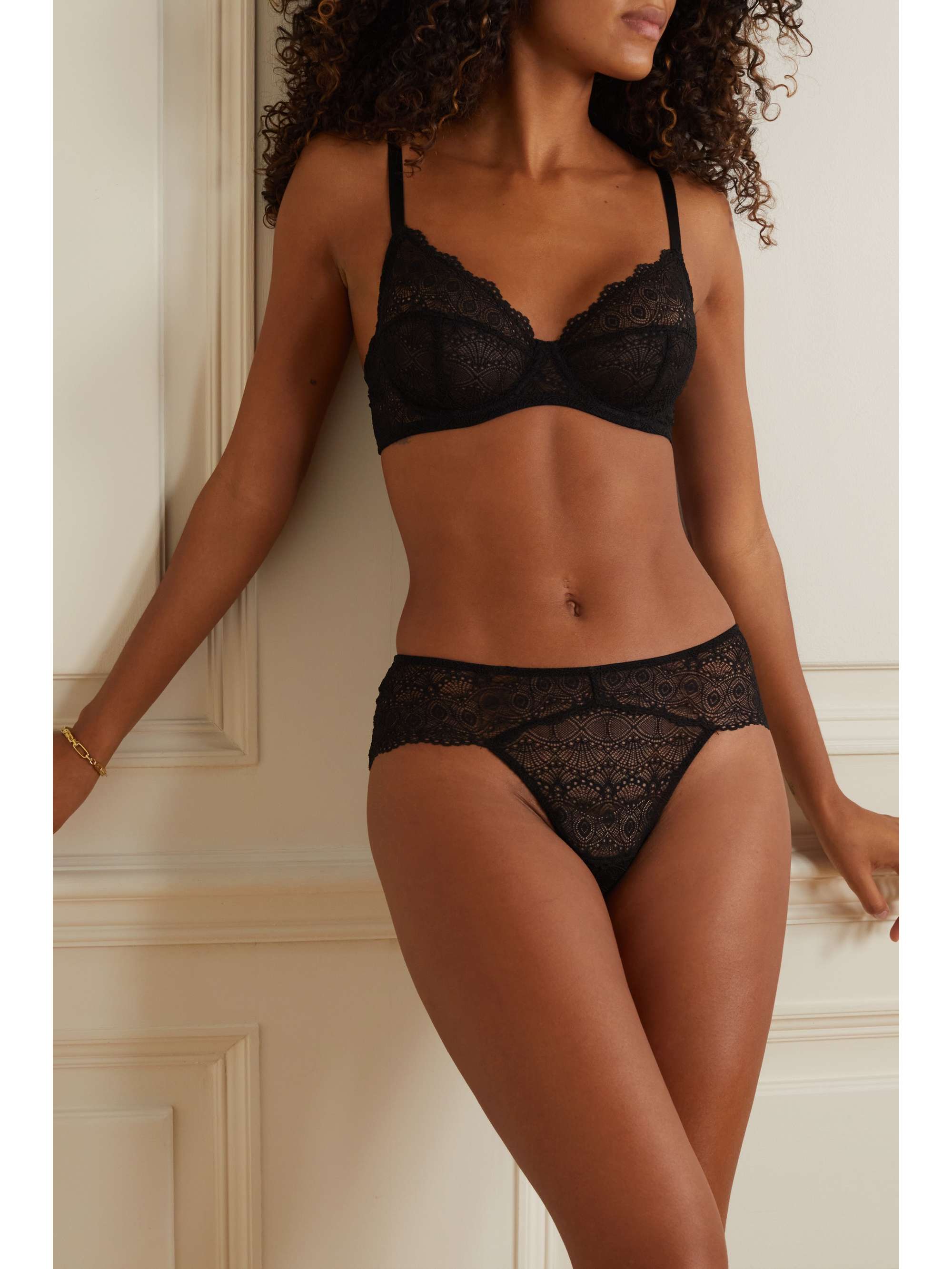 ELSE Camellia corded stretch-lace briefs