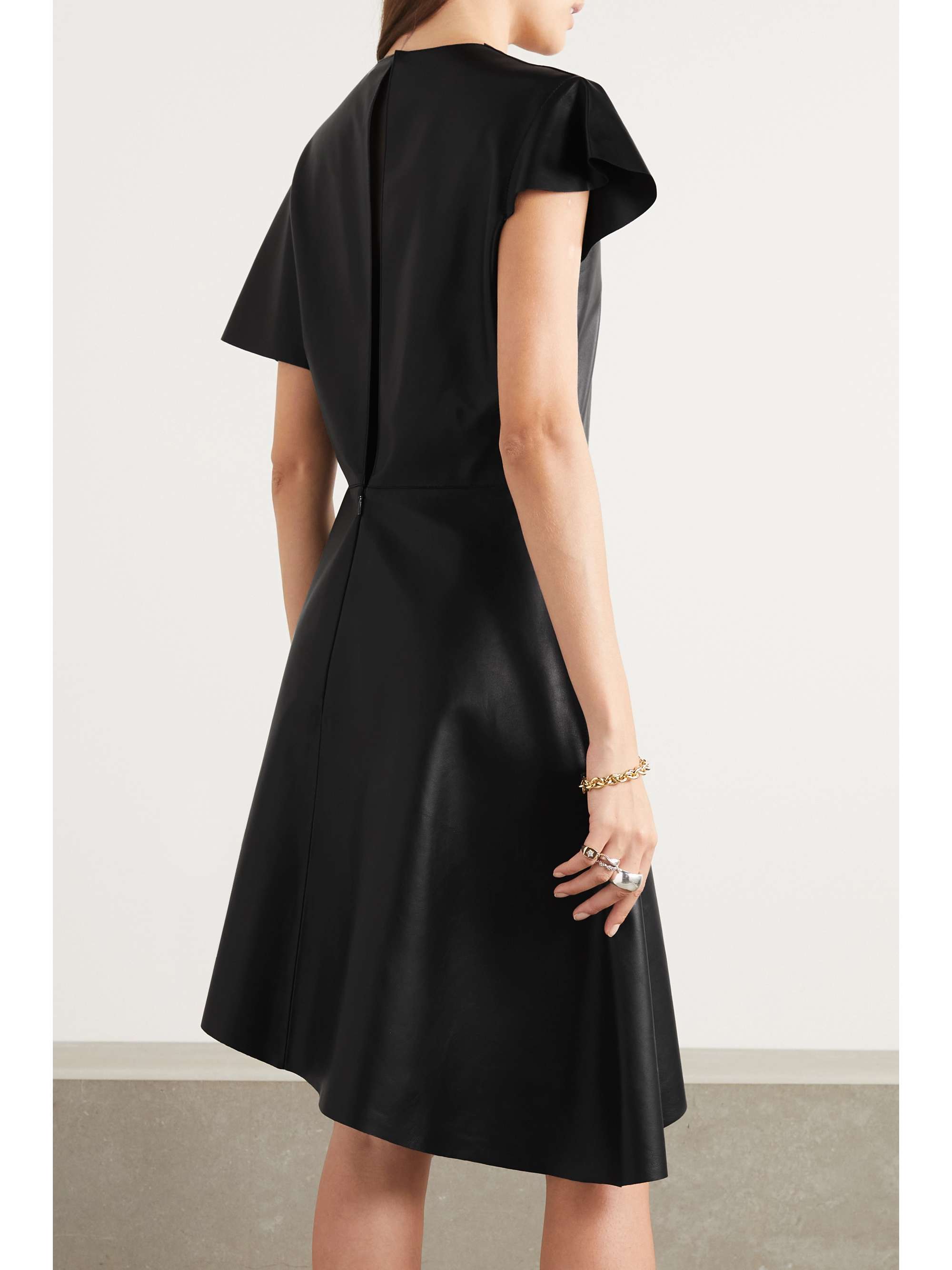 LOEWE Asymmetric paneled faux leather dress