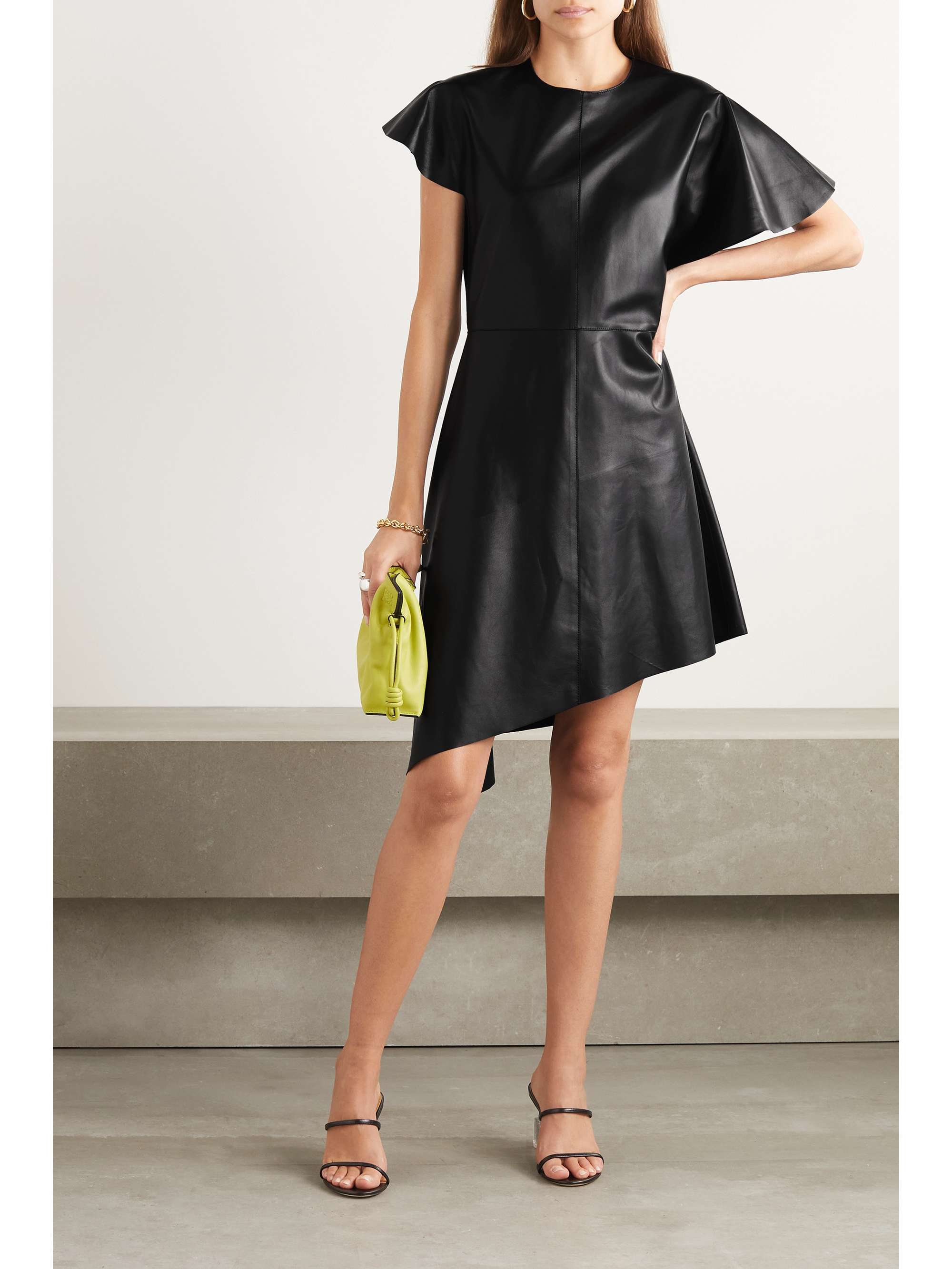 LOEWE Asymmetric paneled faux leather dress