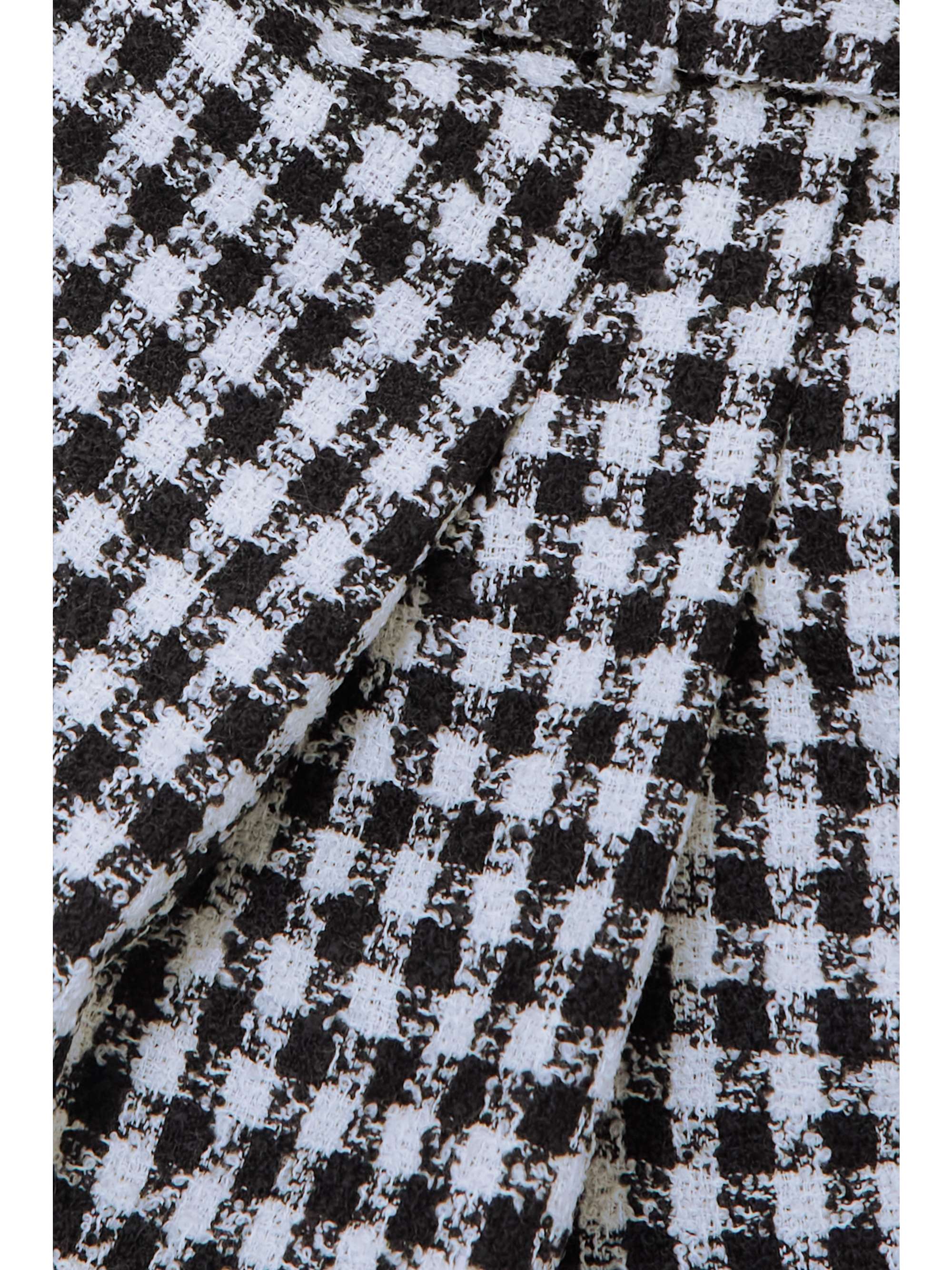 VERSACE Pleated checked wool-tweed mini skirt
