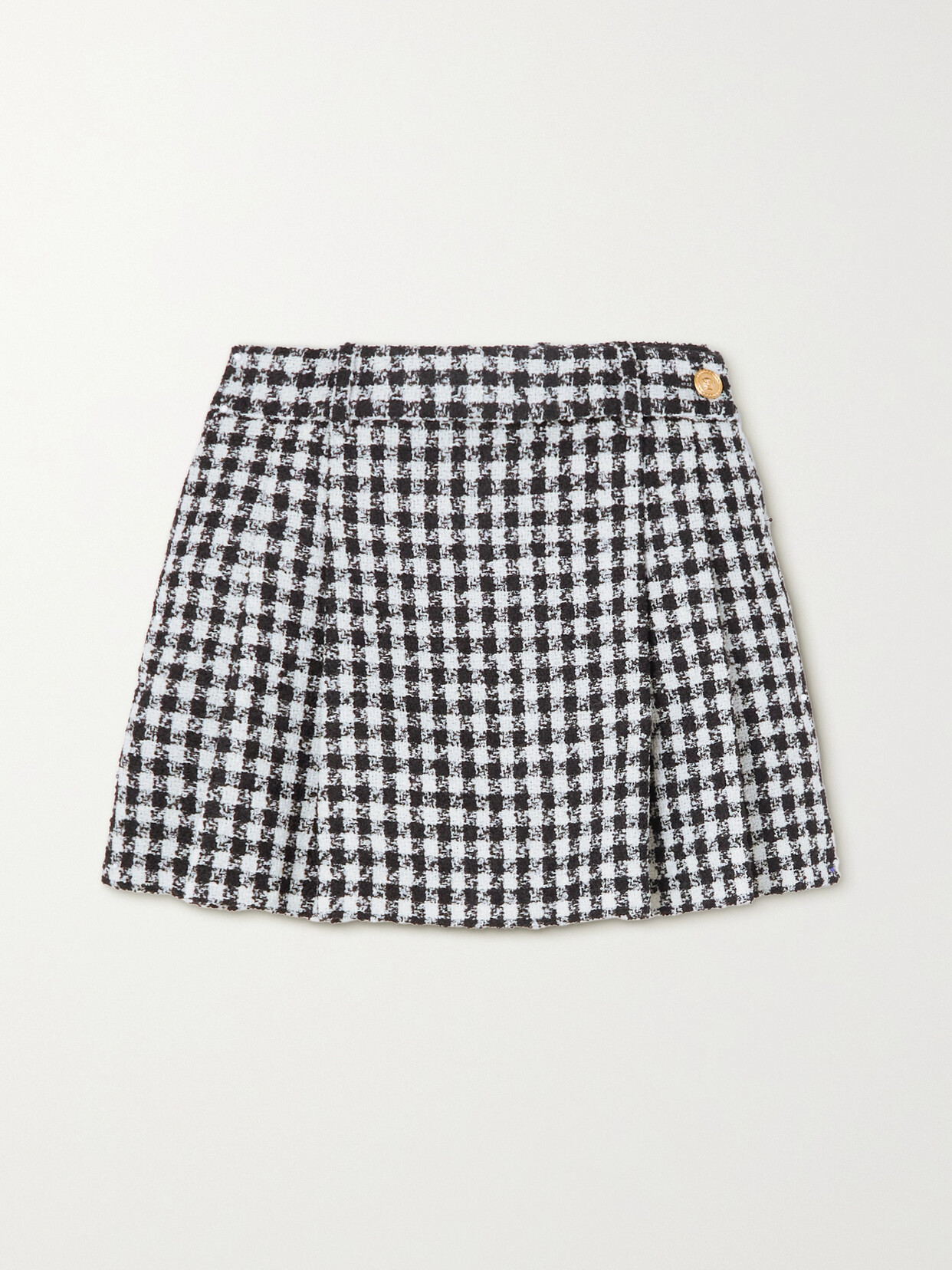 Versace Pleated Checked Wool-tweed Mini Skirt