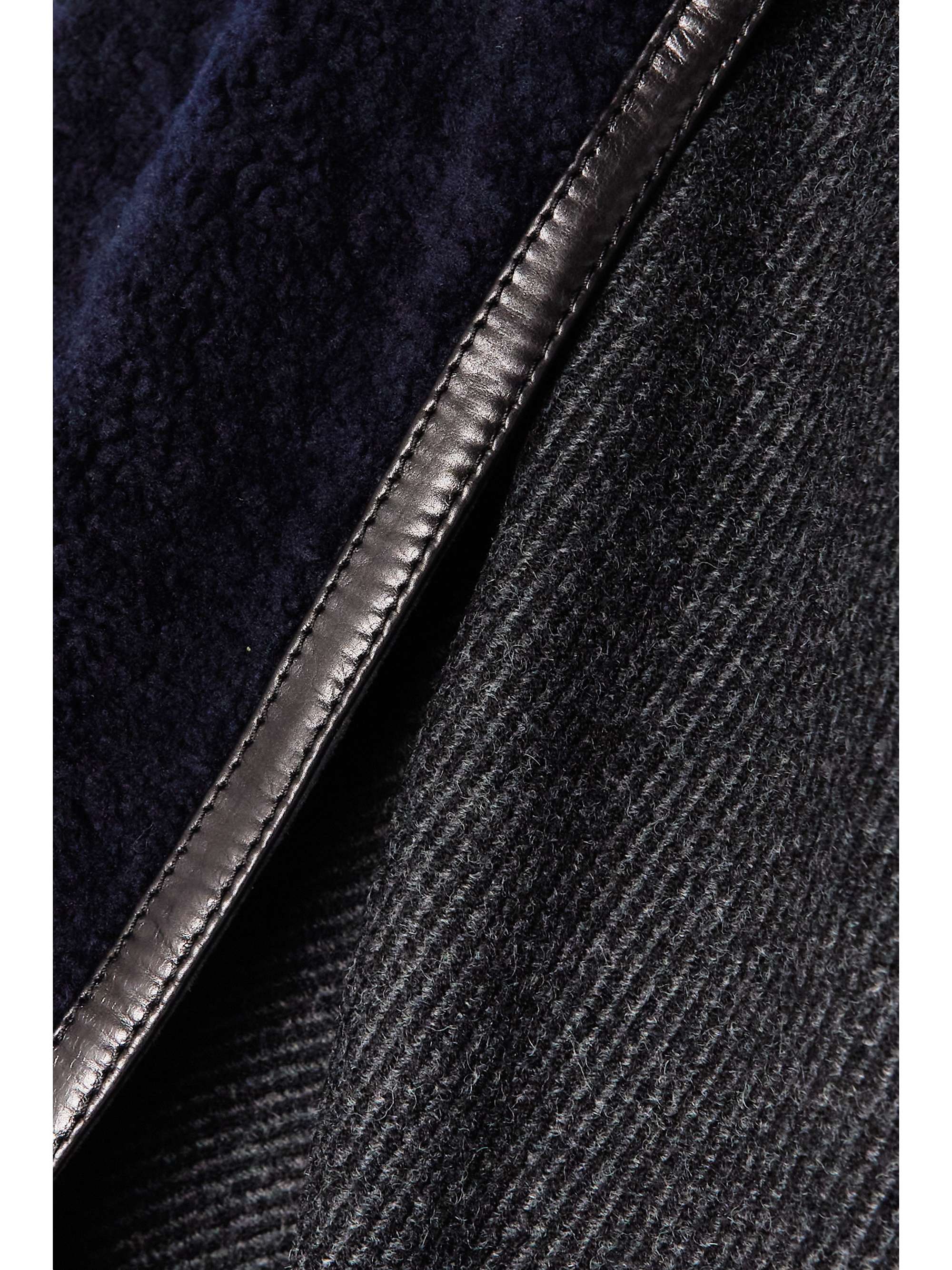 LOEWE Belted leather-trimmed wool-blend twill and shearling coat