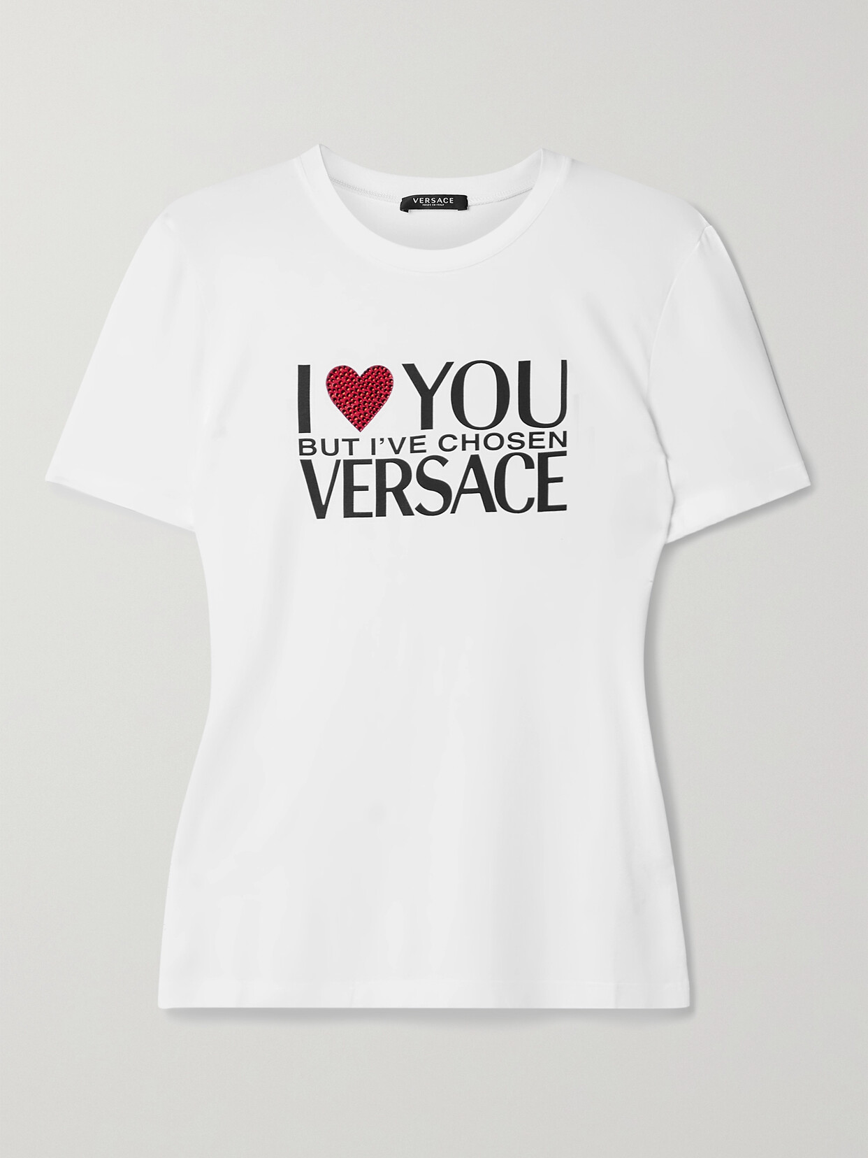 Versace Embellished Printed Stretch-jersey T-shirt