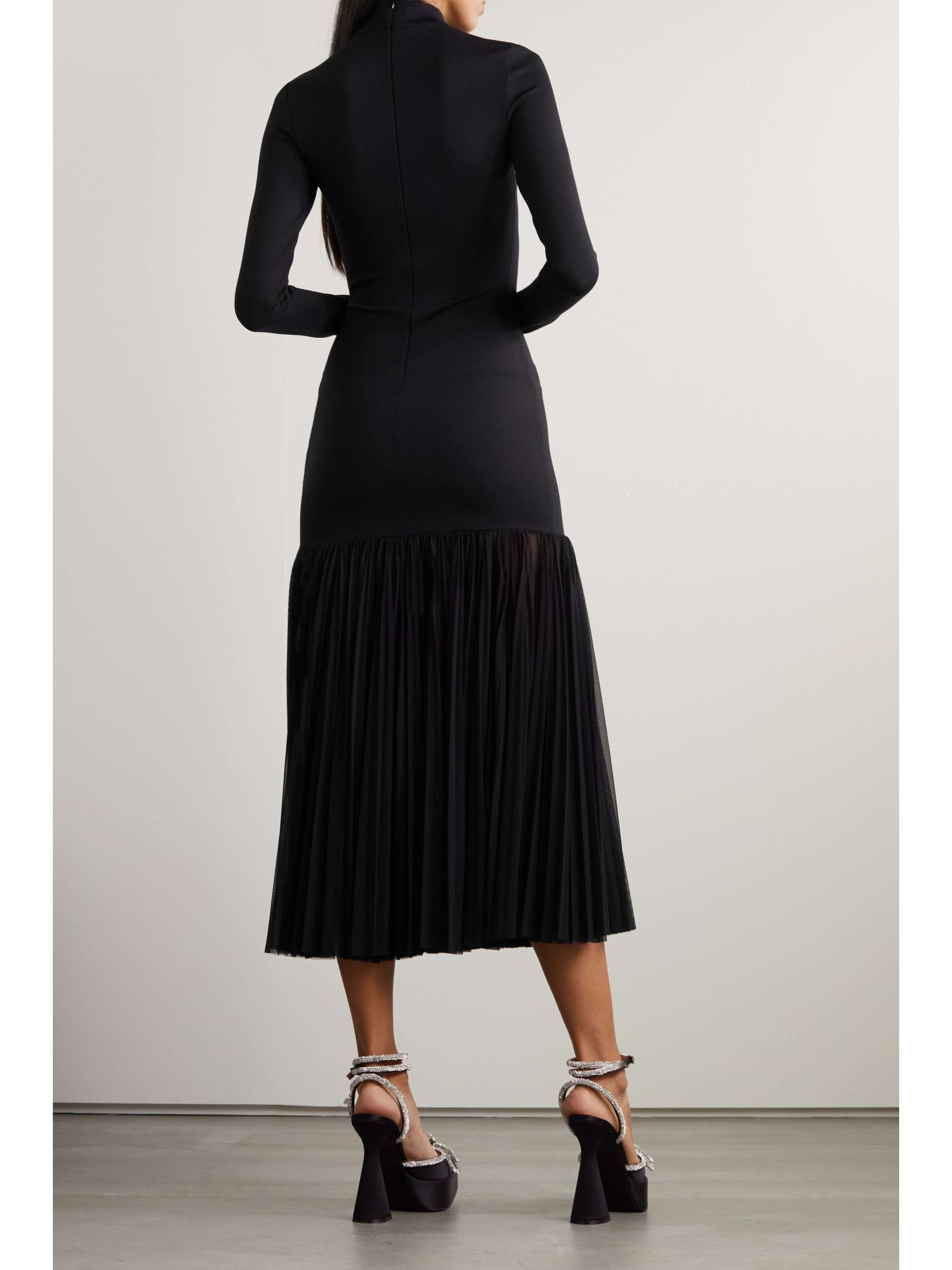 DOLCE & GABBANA Embellished stretch-jersey and tulle midi dress