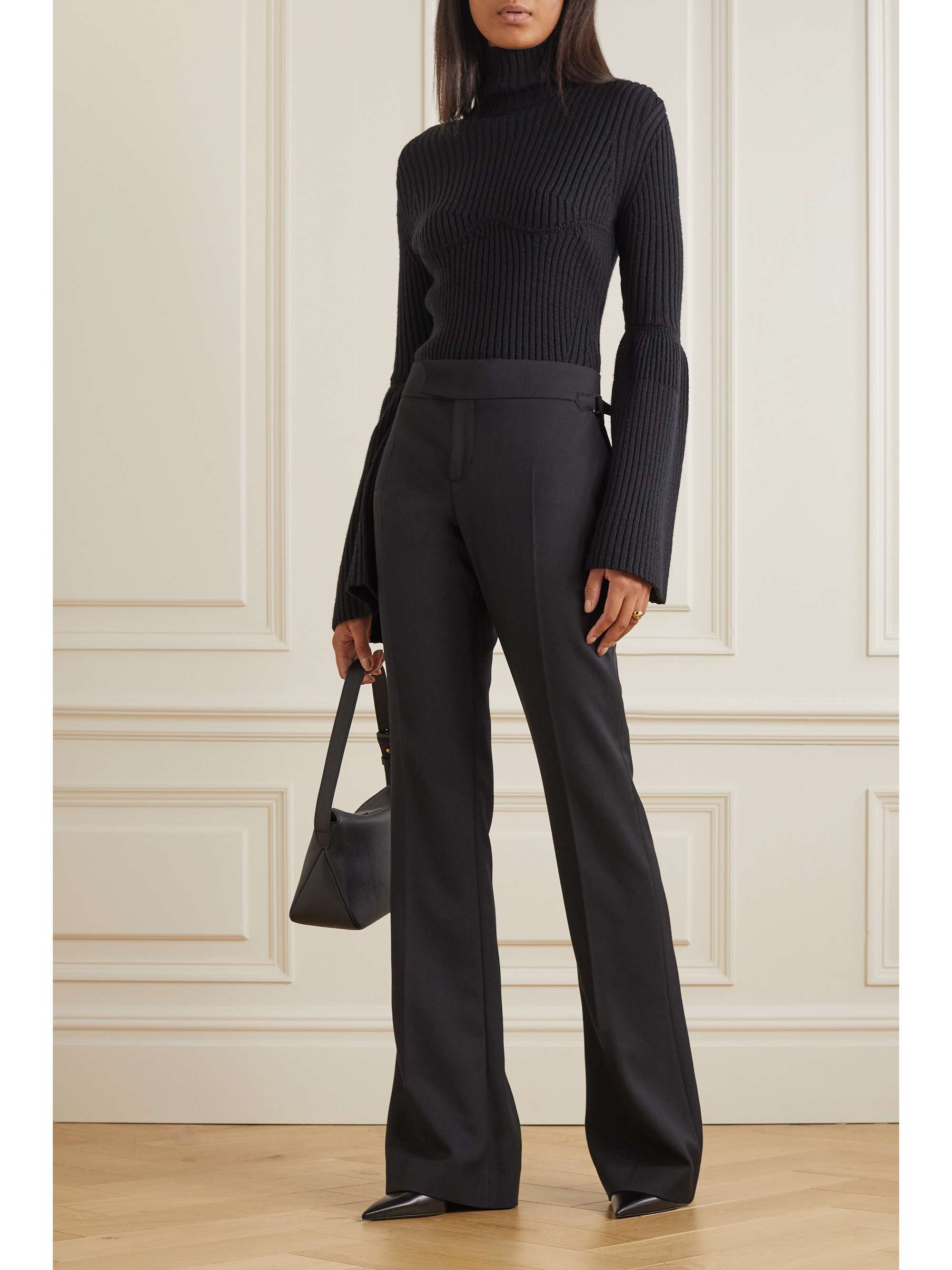 Black Ribbed wool turtleneck sweater 