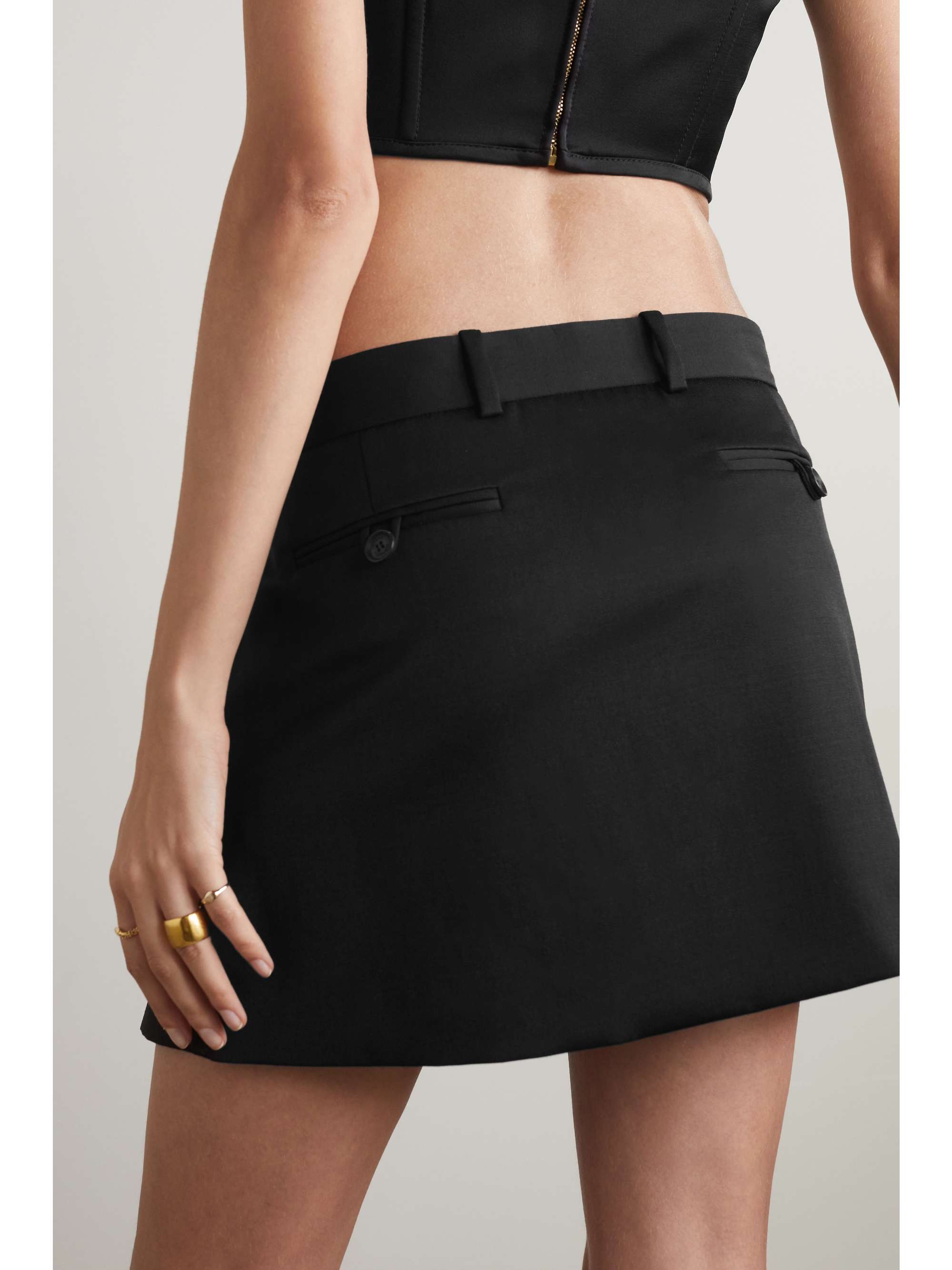 VERSACE Pleated wool mini skirt