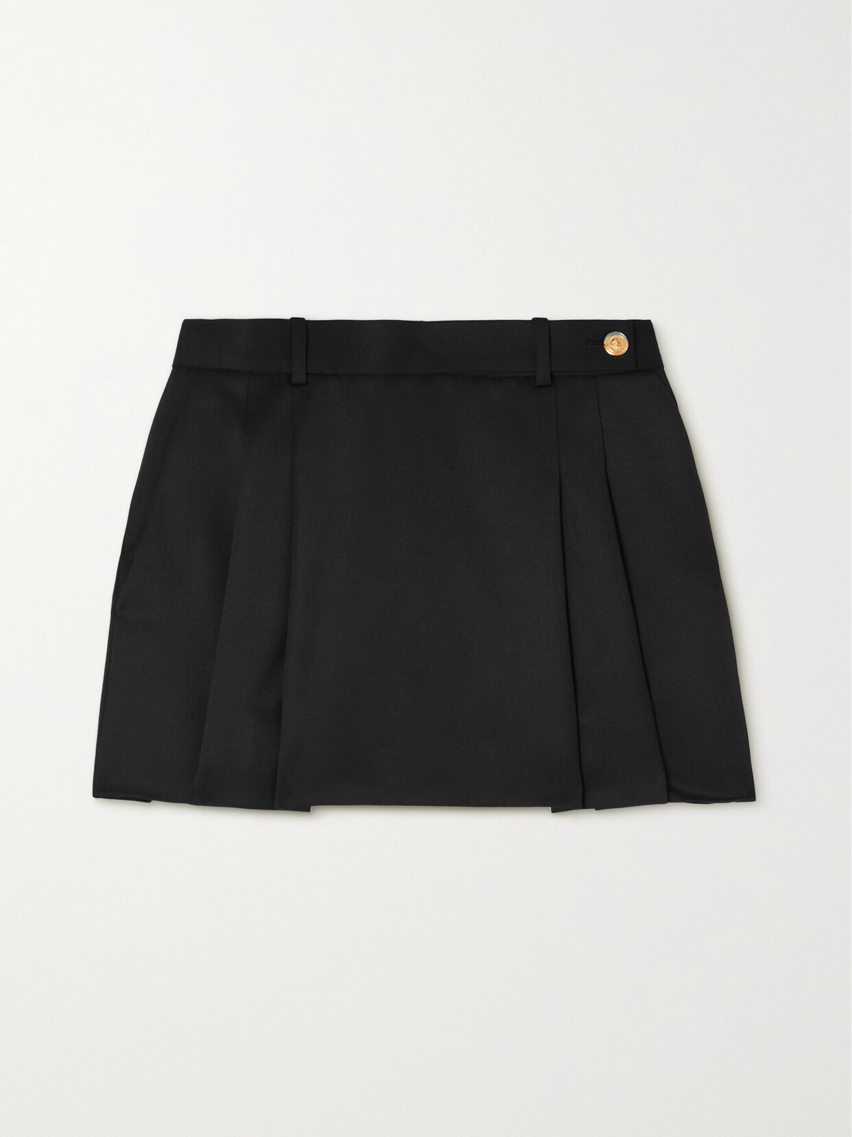 Versace Pleated Wool Mini Skirt - Black