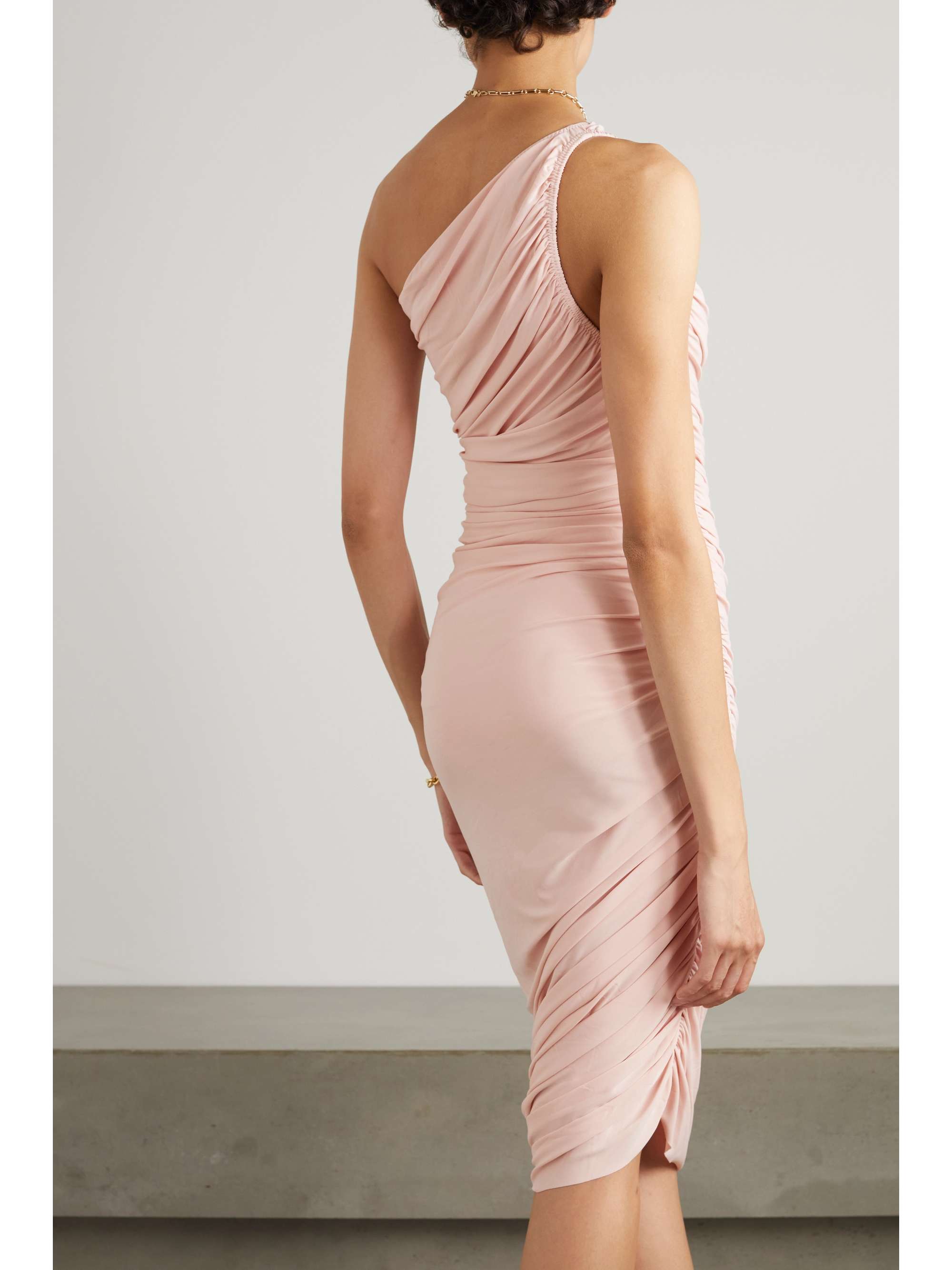 Pink Diana one-shoulder ruched stretch-jersey dress | NORMA KAMALI | NET-A-PORTER