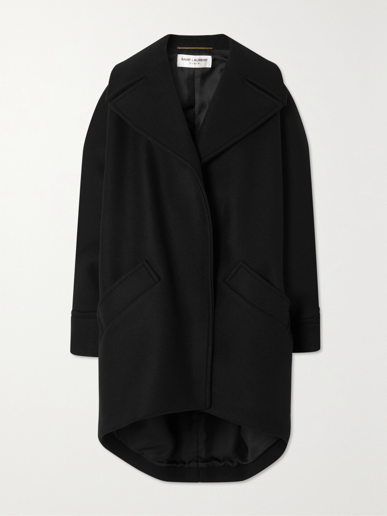 SAINT LAURENT Oversized Wool Coat - Black
