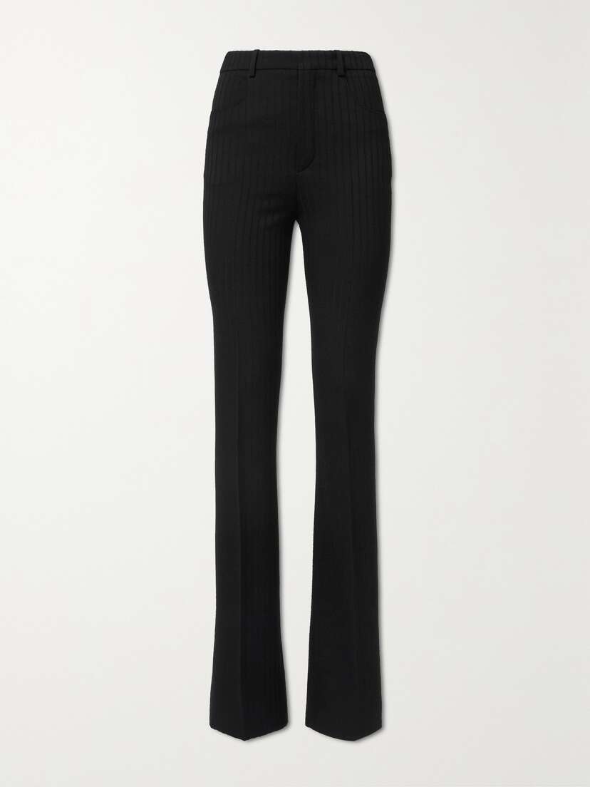 SAINT LAURENT Pinstriped Wool Flared Pants
