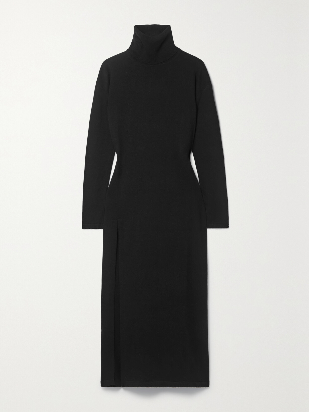 SAINT LAURENT CASHMERE TURTLENECK MIDI DRESS