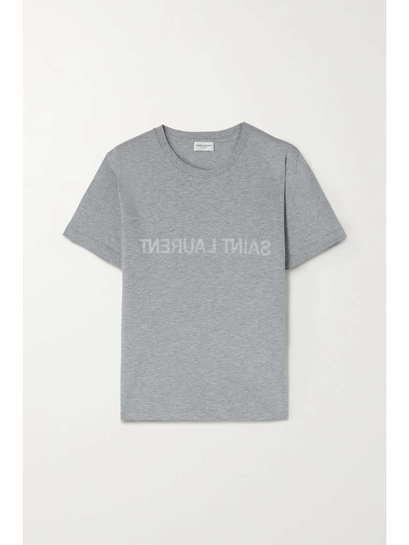Saint Laurent Printed Cotton-jersey T-shirt