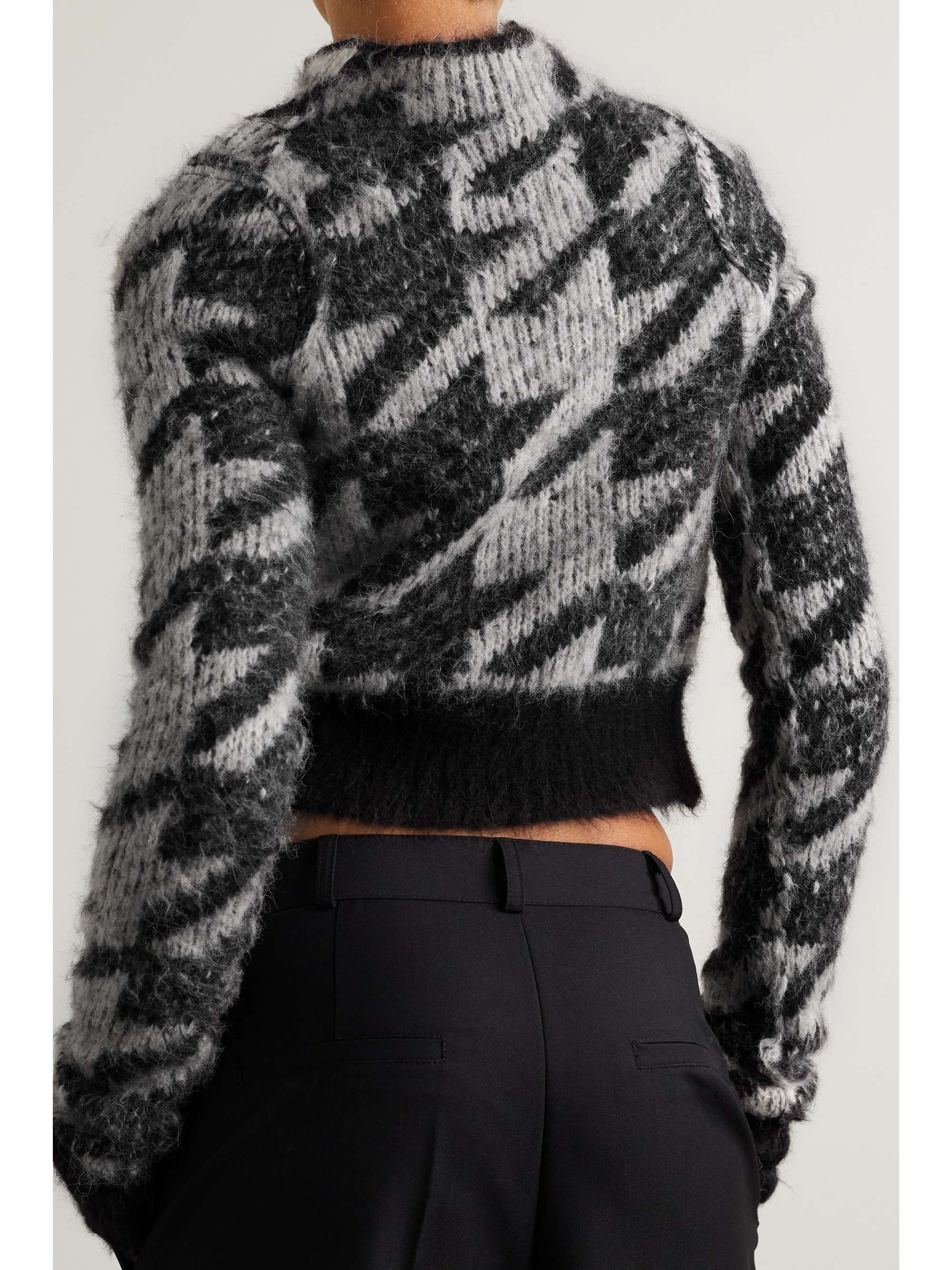 Black Edith cropped intarsia alpaca 